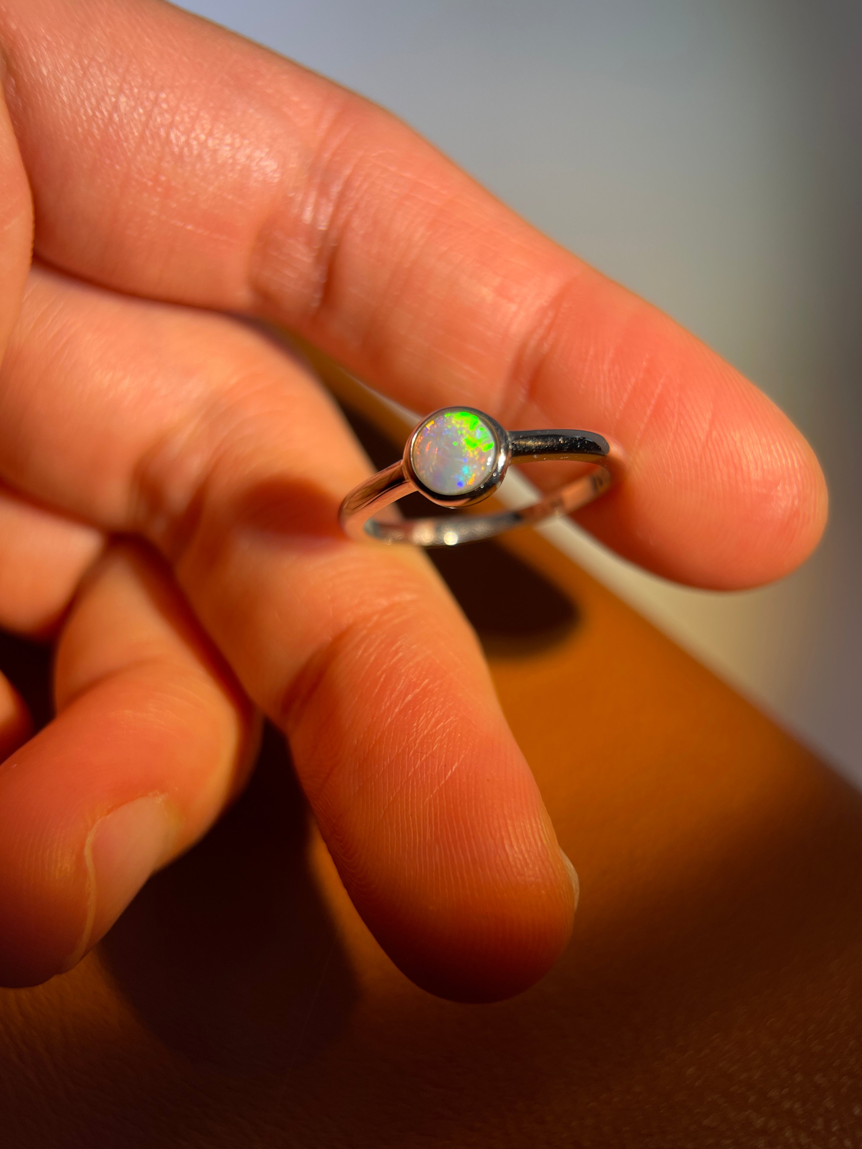 Solid white Opal s925 silver ring