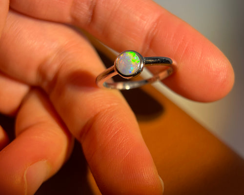 Solid white Opal s925 silver ring