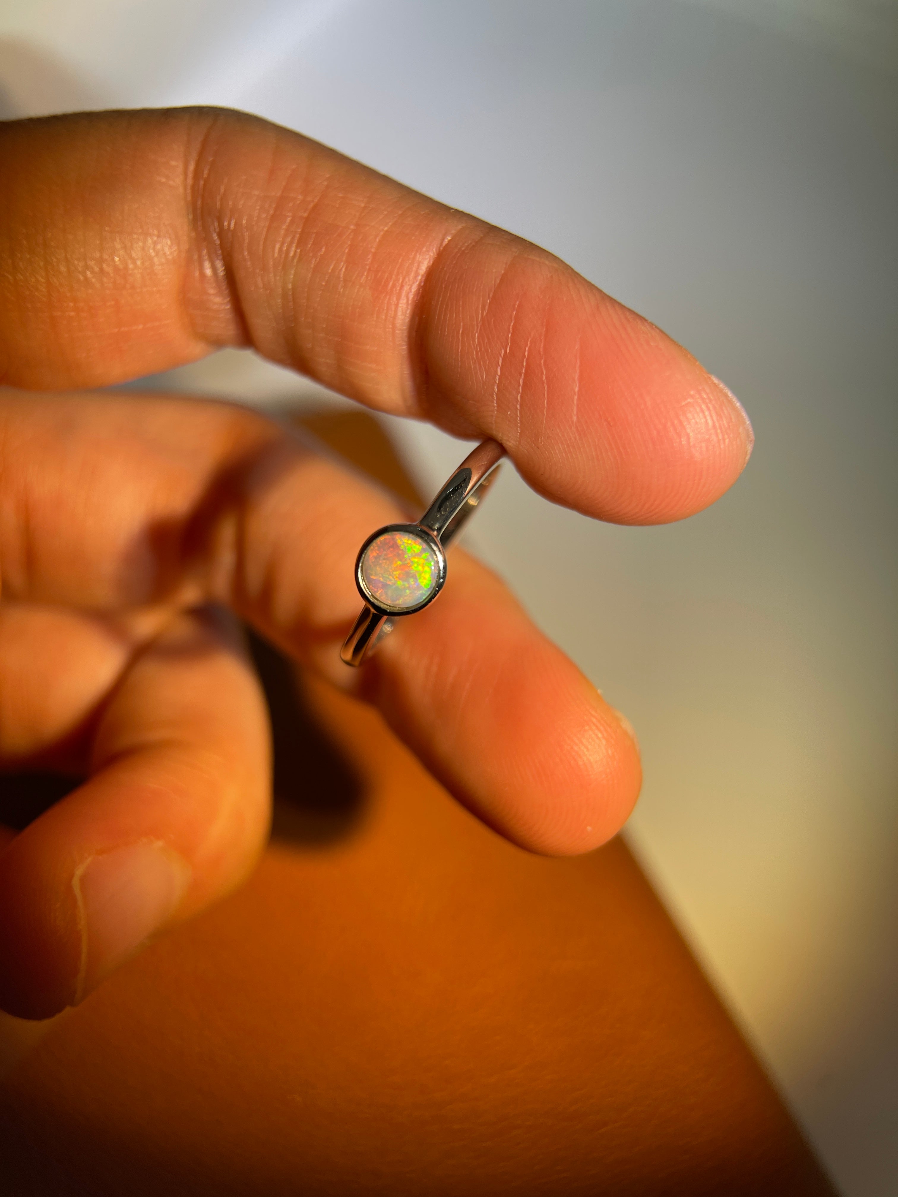 Solid white Opal s925 silver ring
