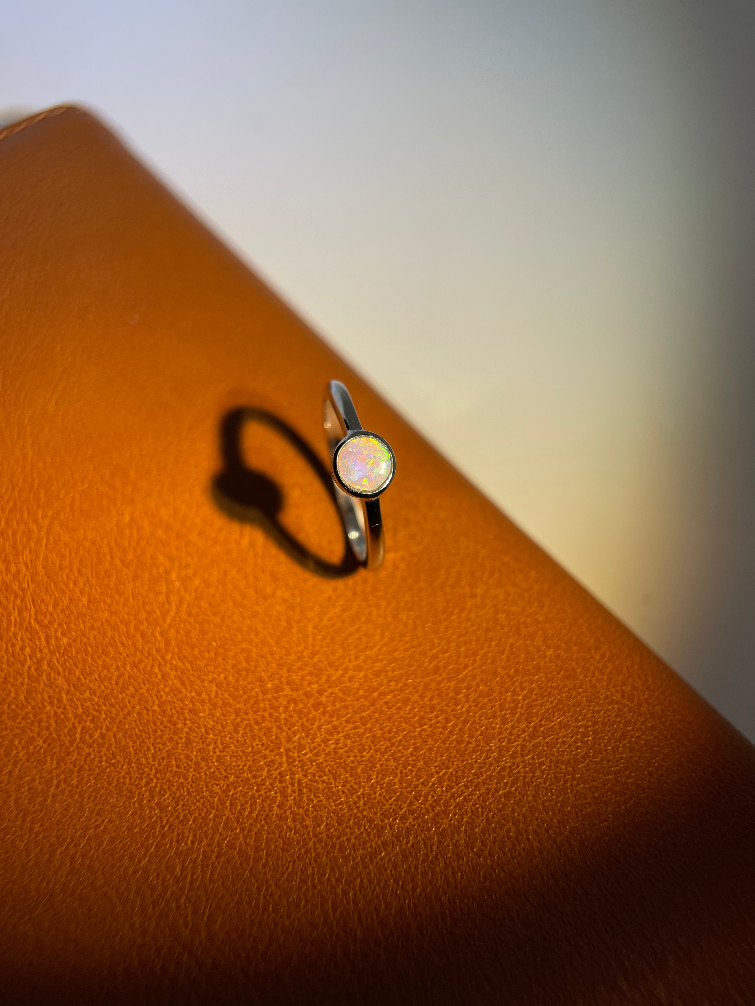 Solid white Opal s925 silver ring