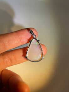 Solid white Opal s925 silver pendant