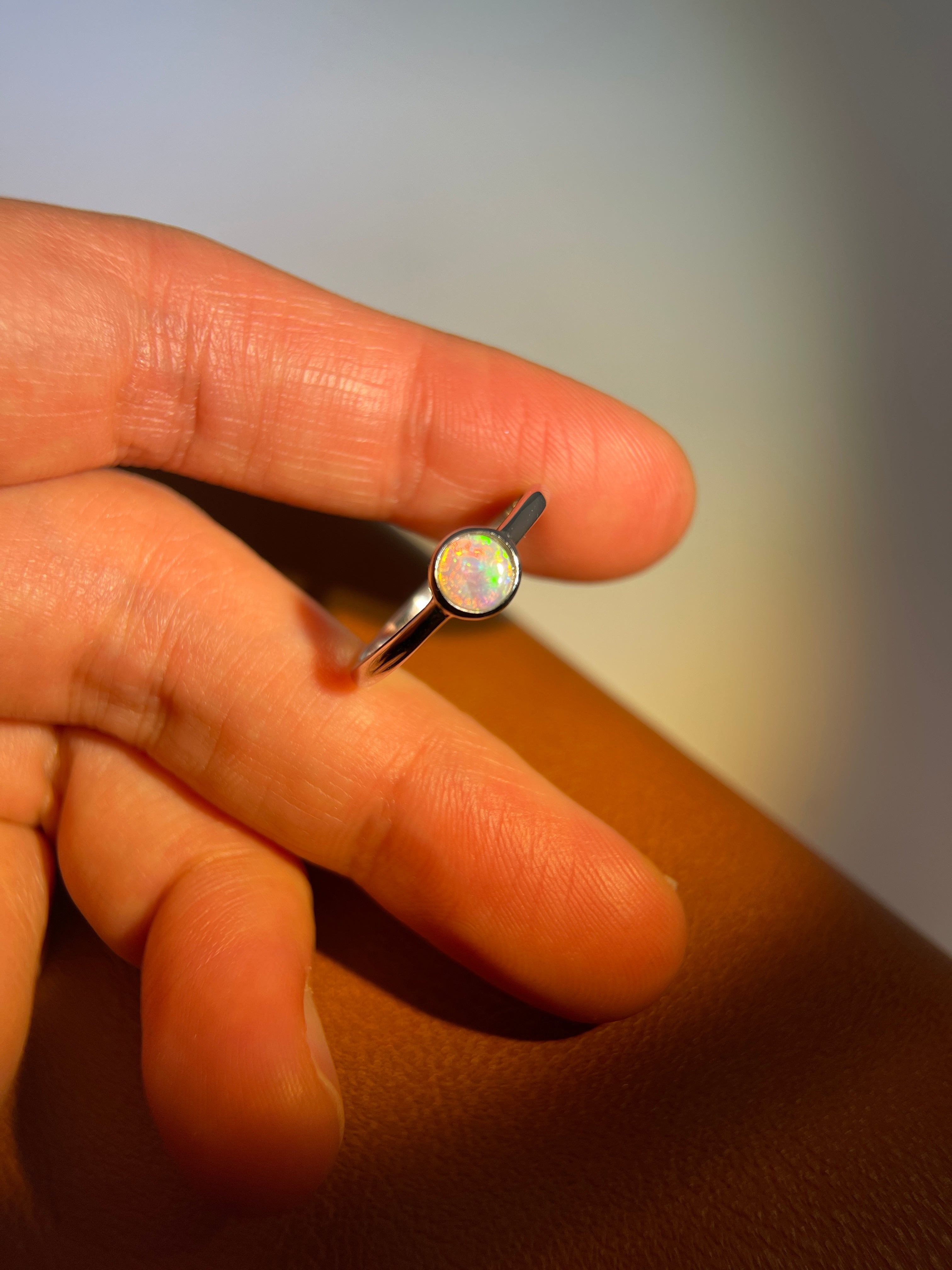 Solid white Opal s925 silver ring