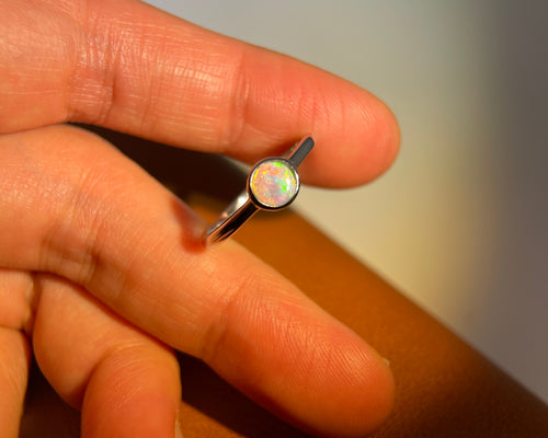 Solid white Opal s925 silver ring
