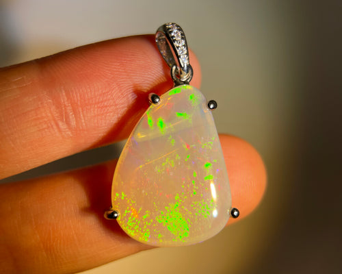 Solid white Opal s925 silver pendant