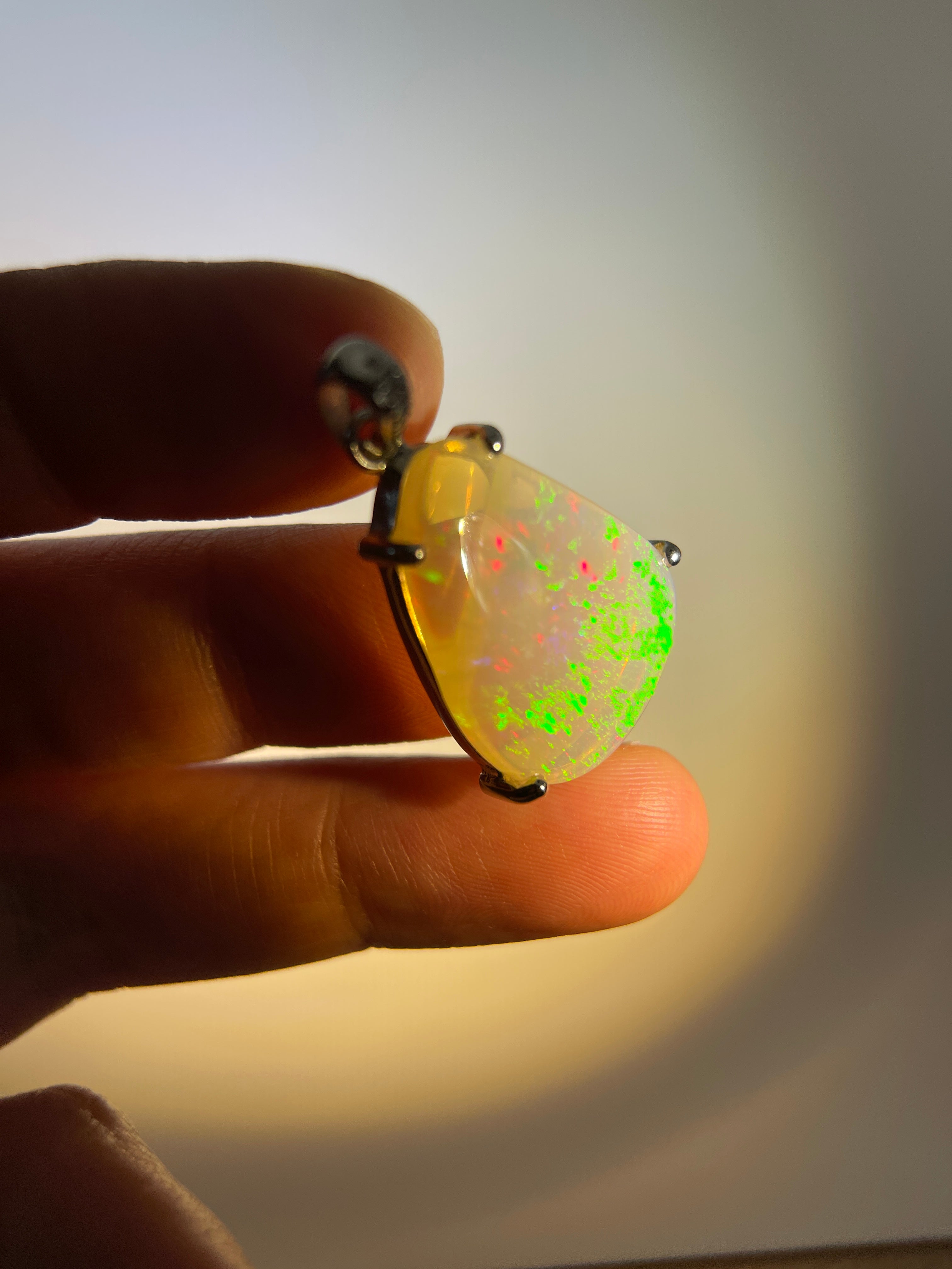 Solid white Opal s925 silver pendant