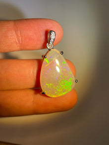 Solid white Opal s925 silver pendant
