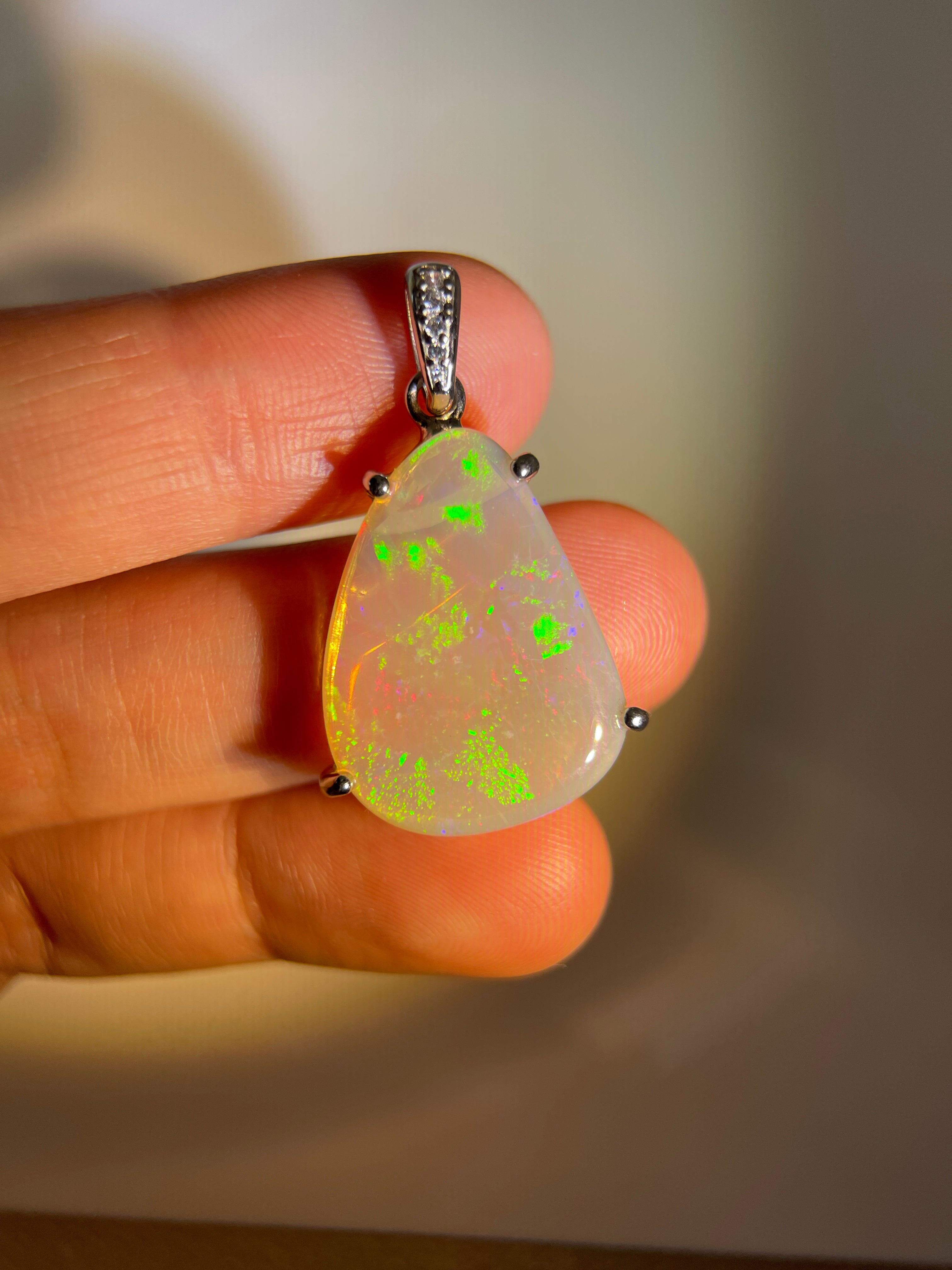 Solid white Opal s925 silver pendant