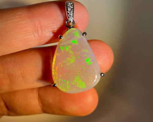 Solid white Opal s925 silver pendant
