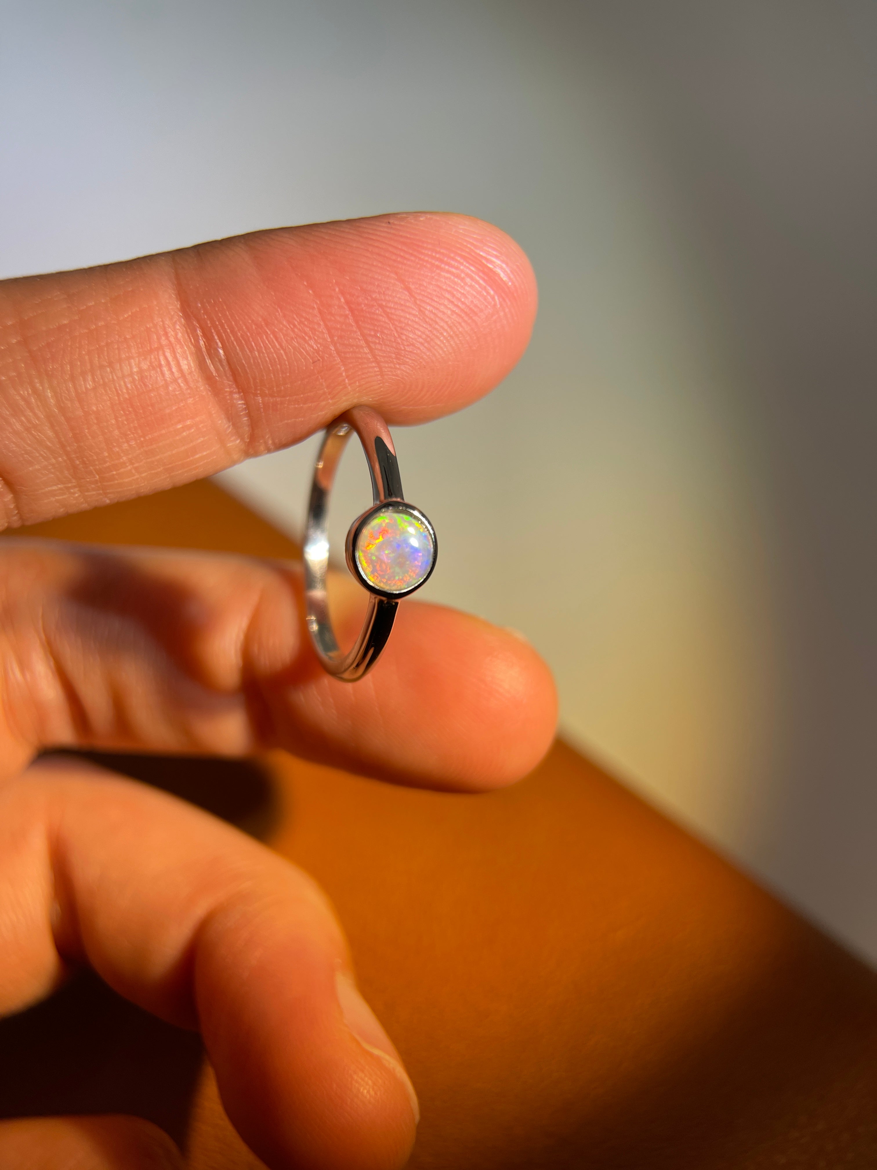 Solid white Opal s925 silver ring