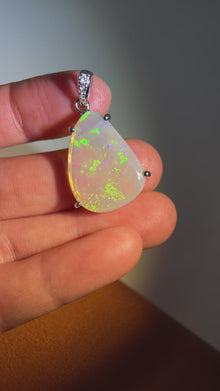 Solid white Opal s925 silver pendant