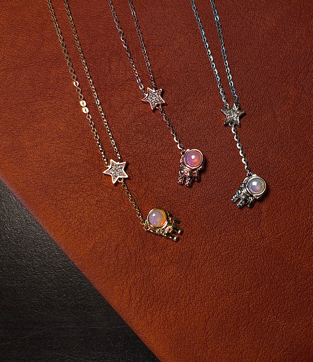 Solid Opal Astronaut Necklace