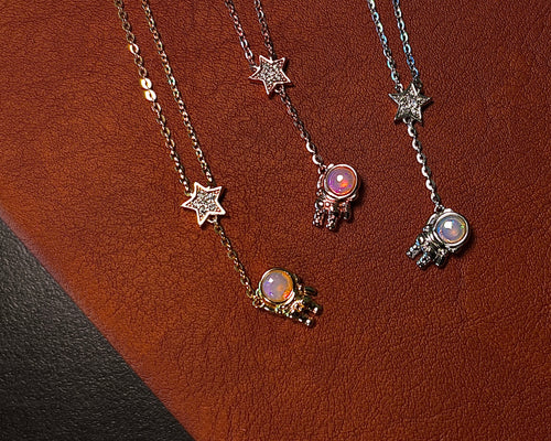 Solid Opal Astronaut Necklace