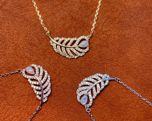 Solid White Opal Leaf Pendant