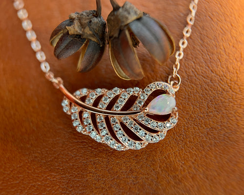 Solid White Opal Leaf Pendant