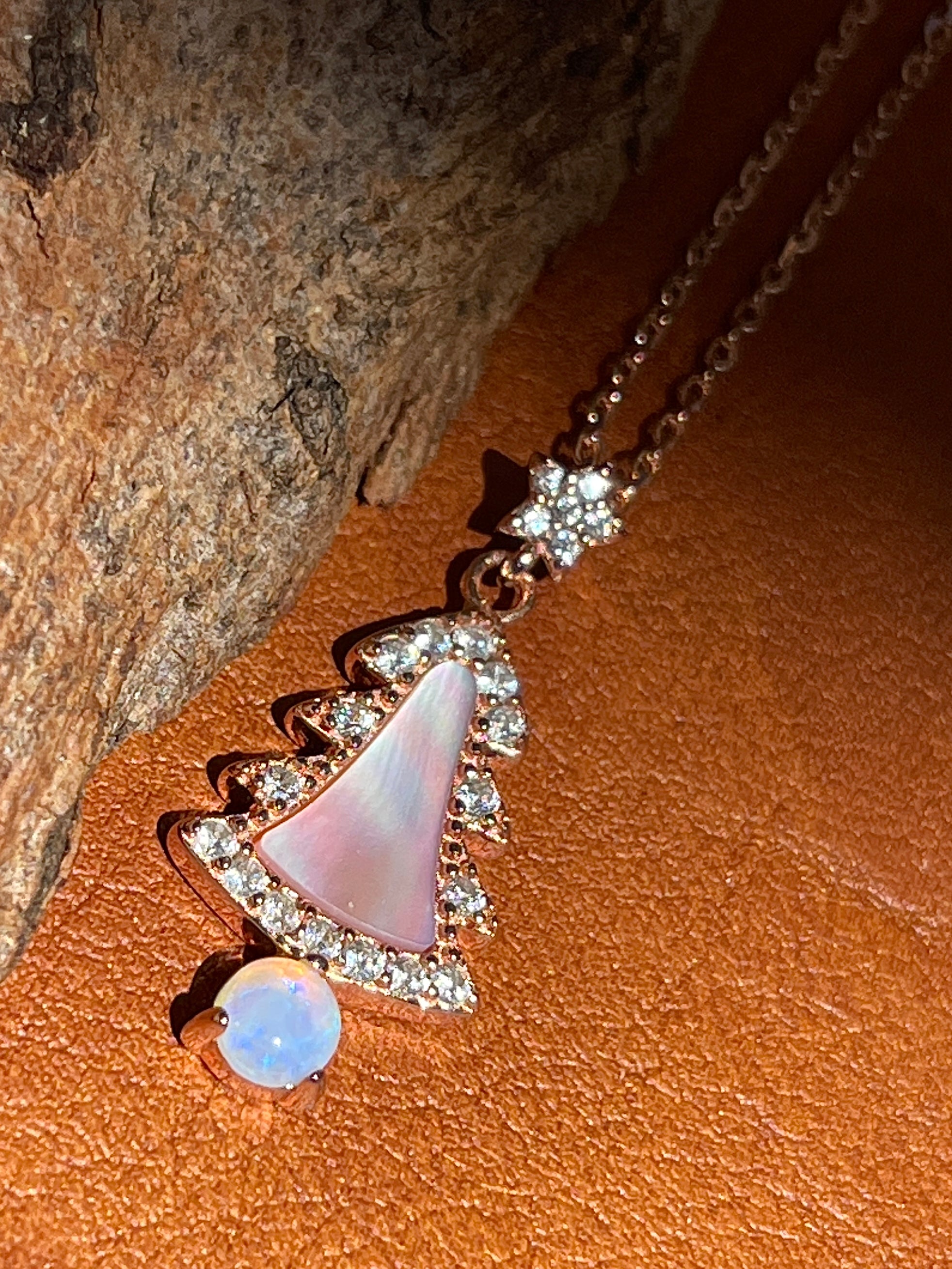 Solid Opal Christmas tree Necklace
