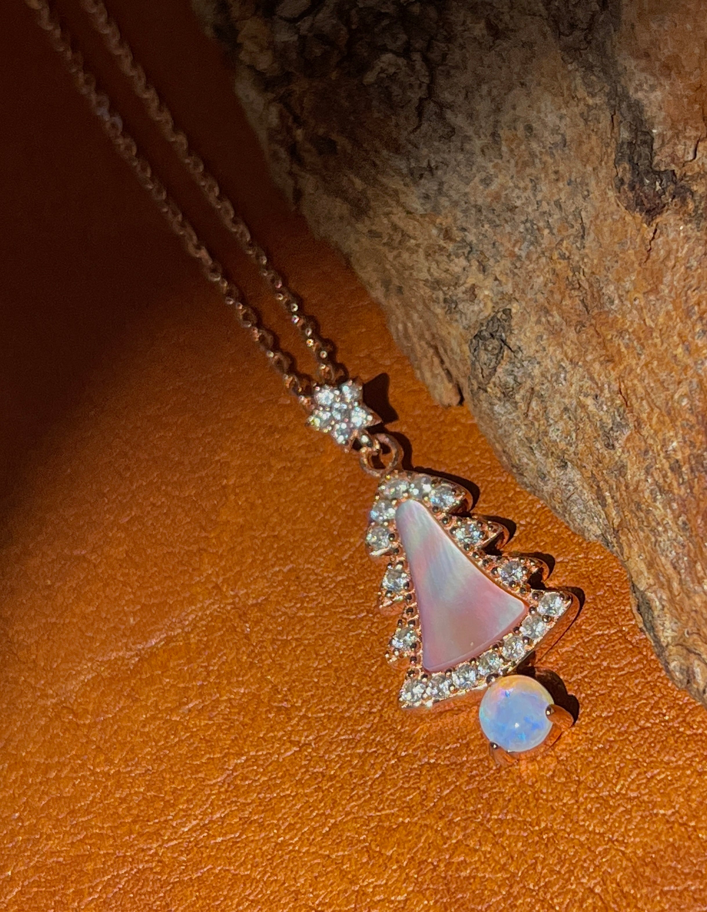 Solid Opal Christmas tree Necklace