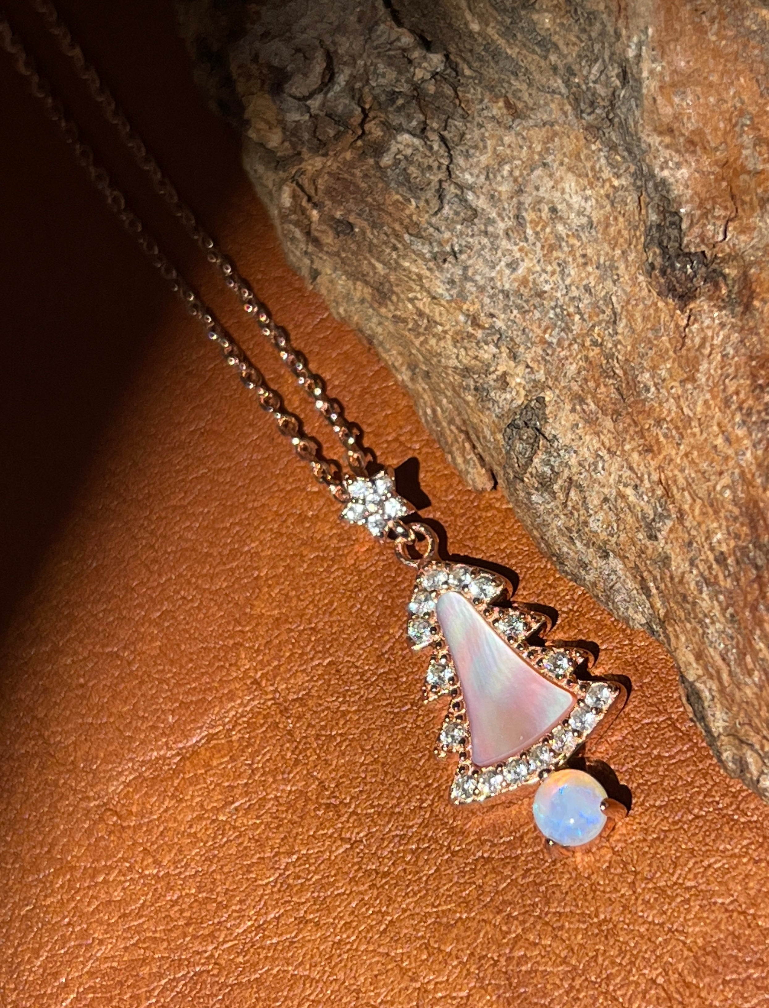 Solid Opal Christmas tree Necklace