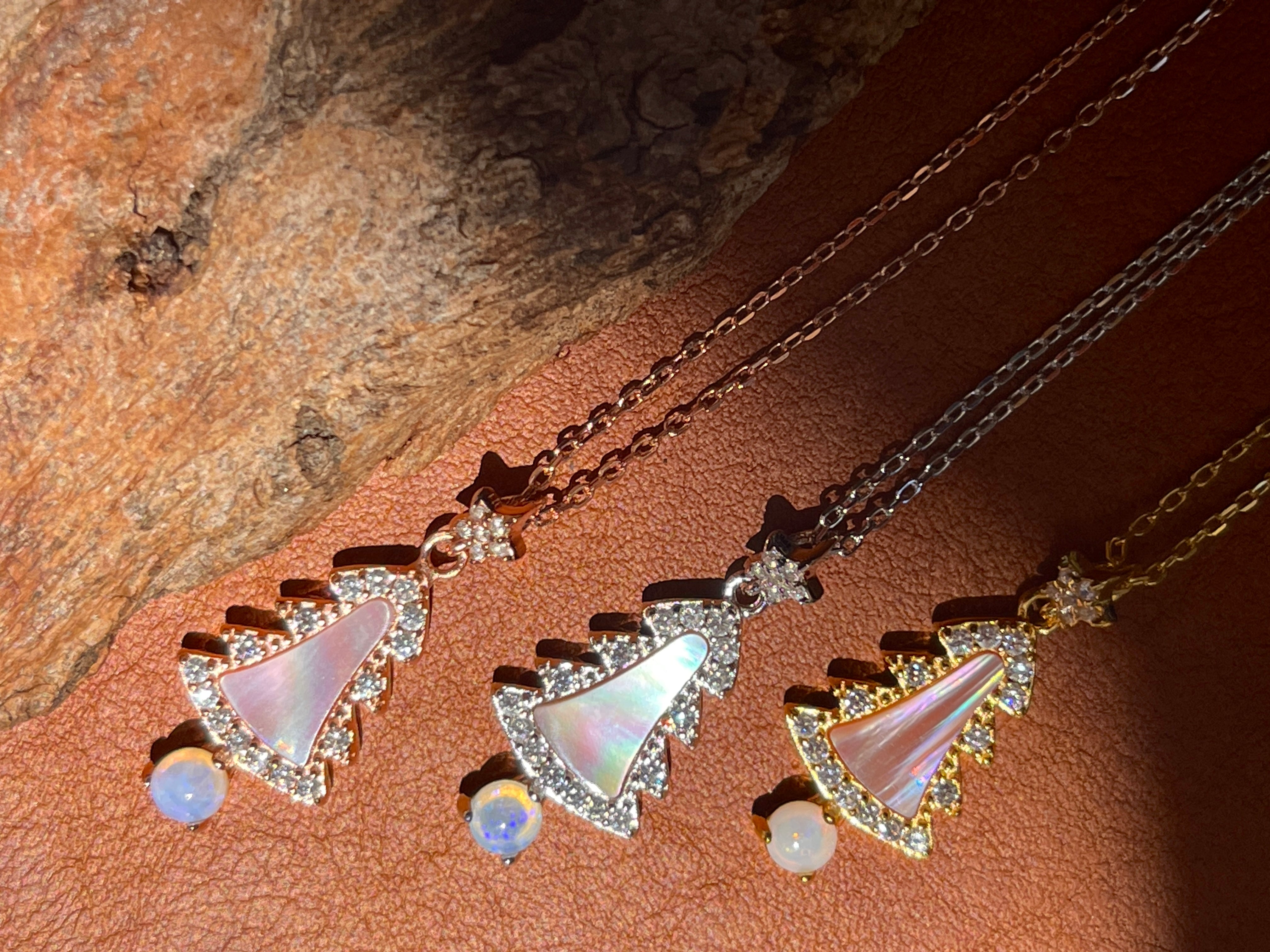 Solid Opal Christmas tree Necklace