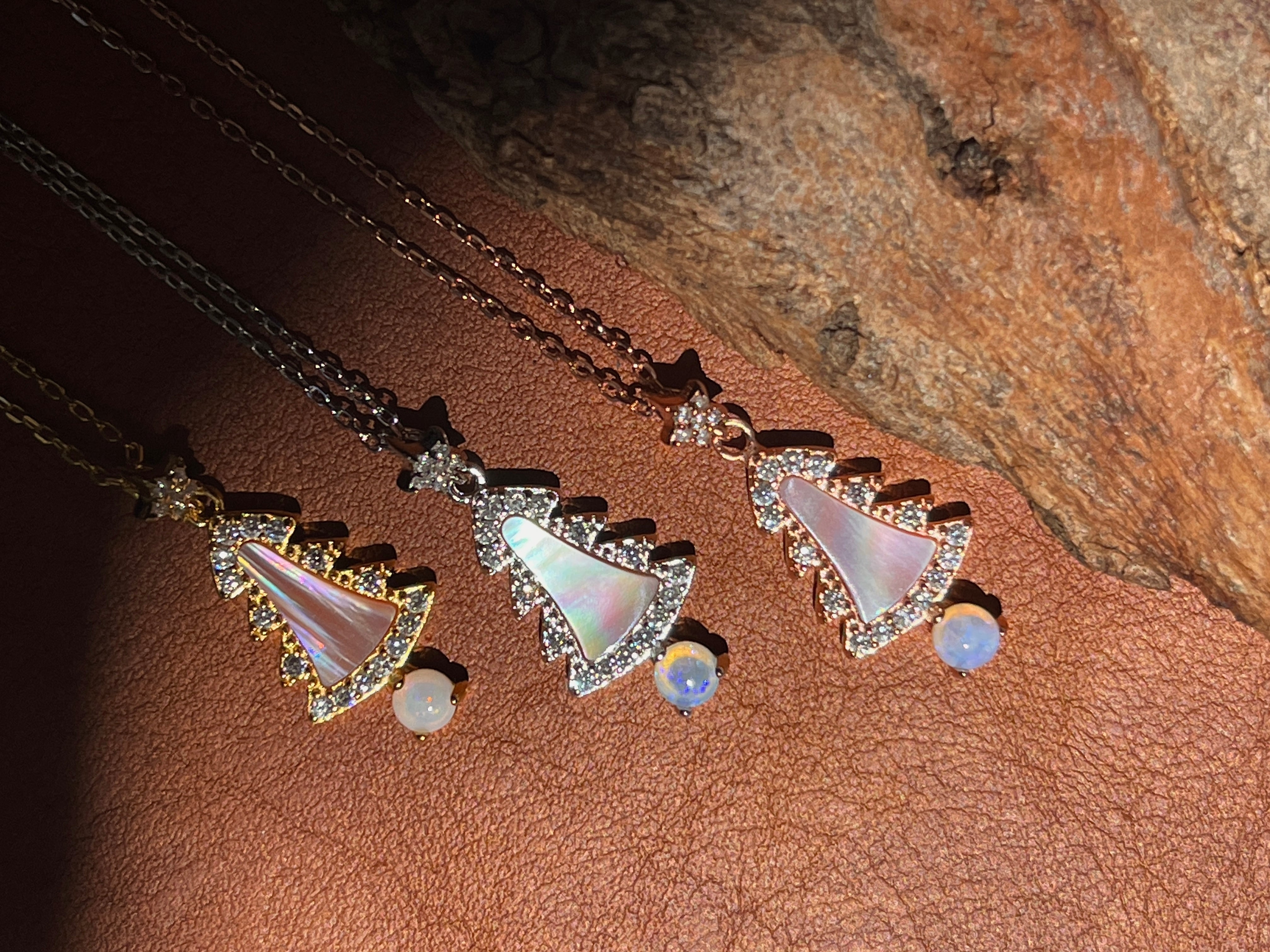 Solid Opal Christmas tree Necklace