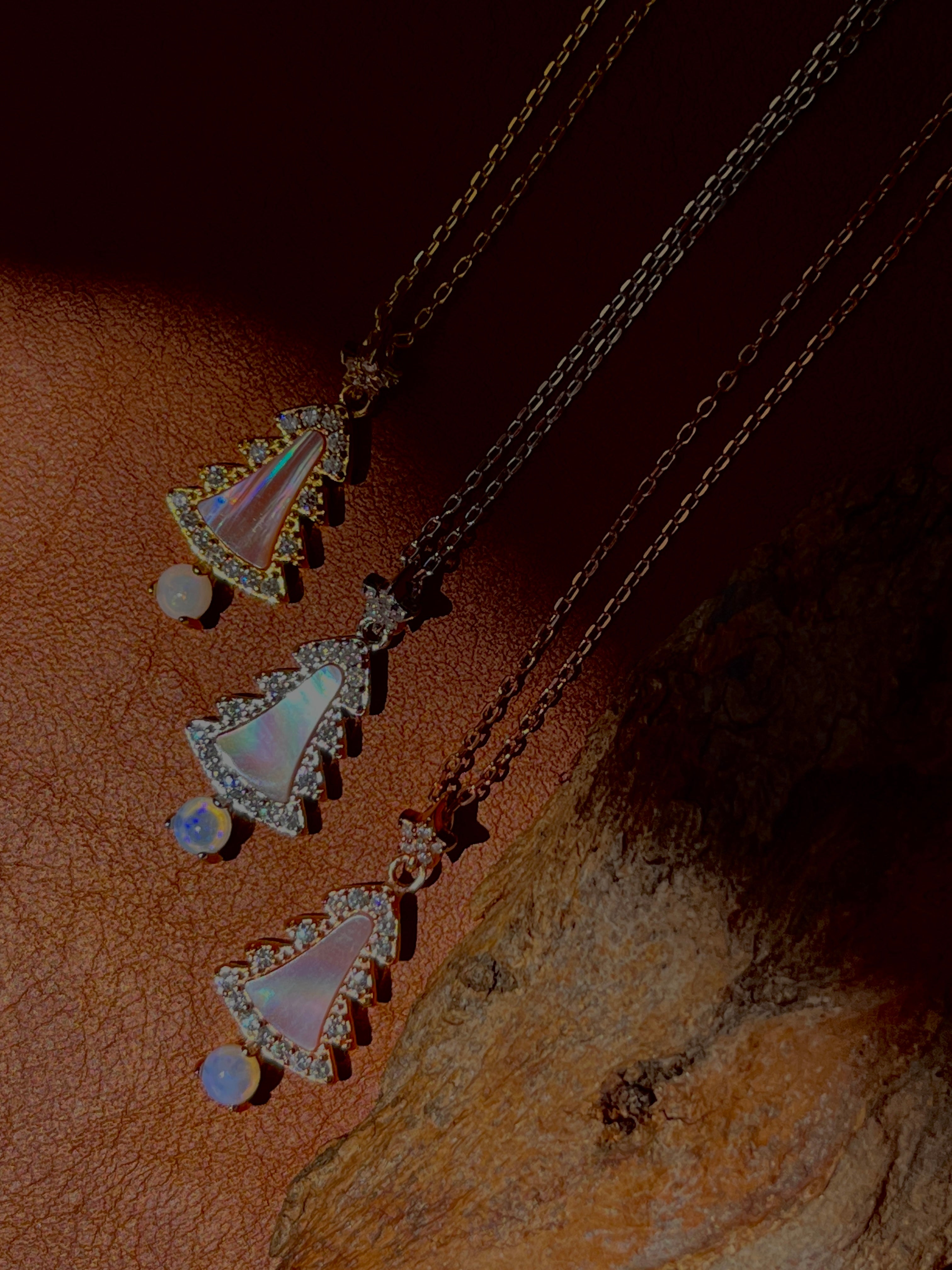 Solid Opal Christmas tree Necklace