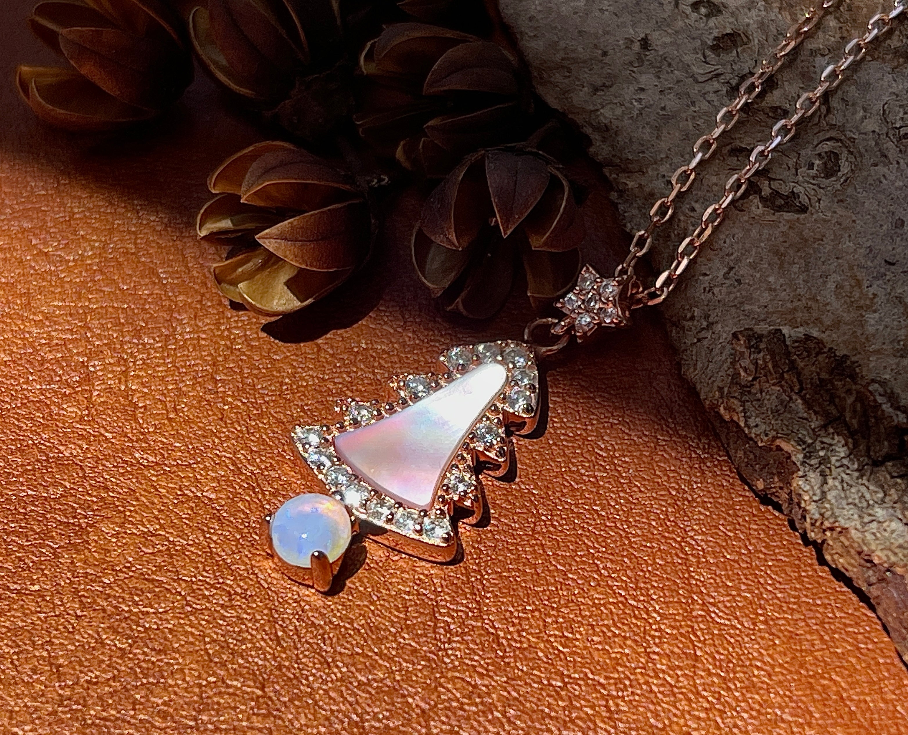 Solid Opal Christmas tree Necklace