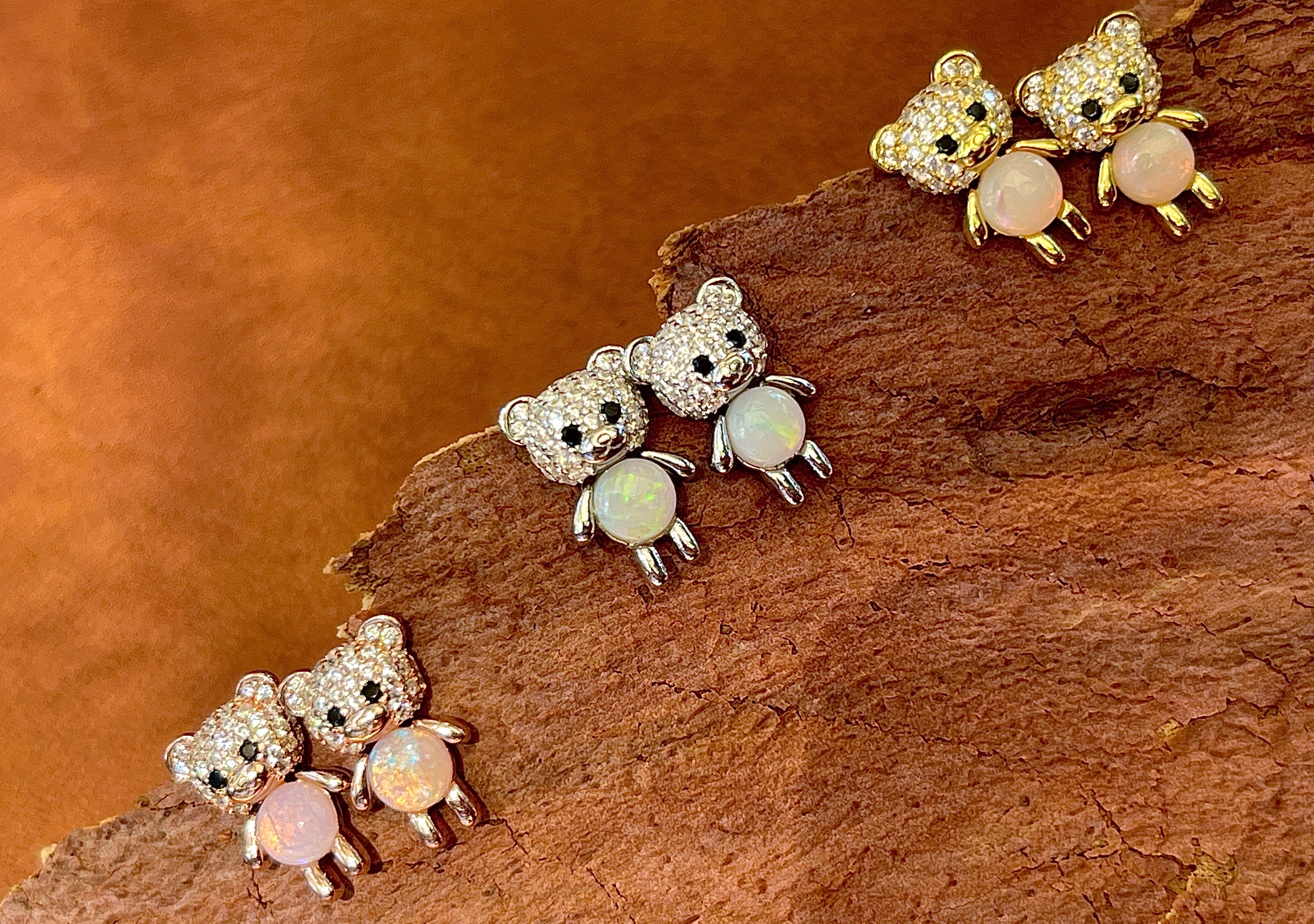 Solid Opal Bear earrings