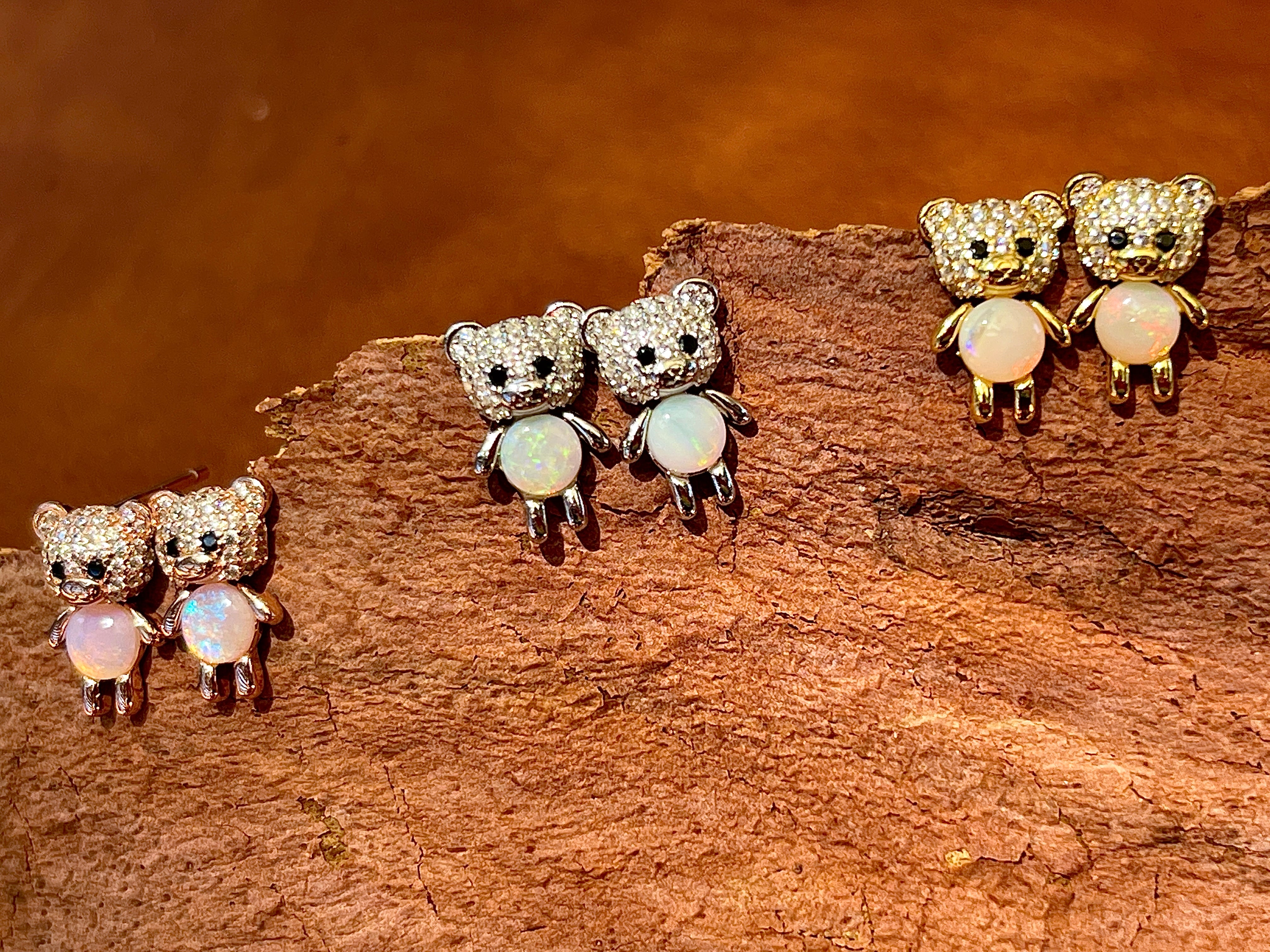 Solid Opal Bear earrings