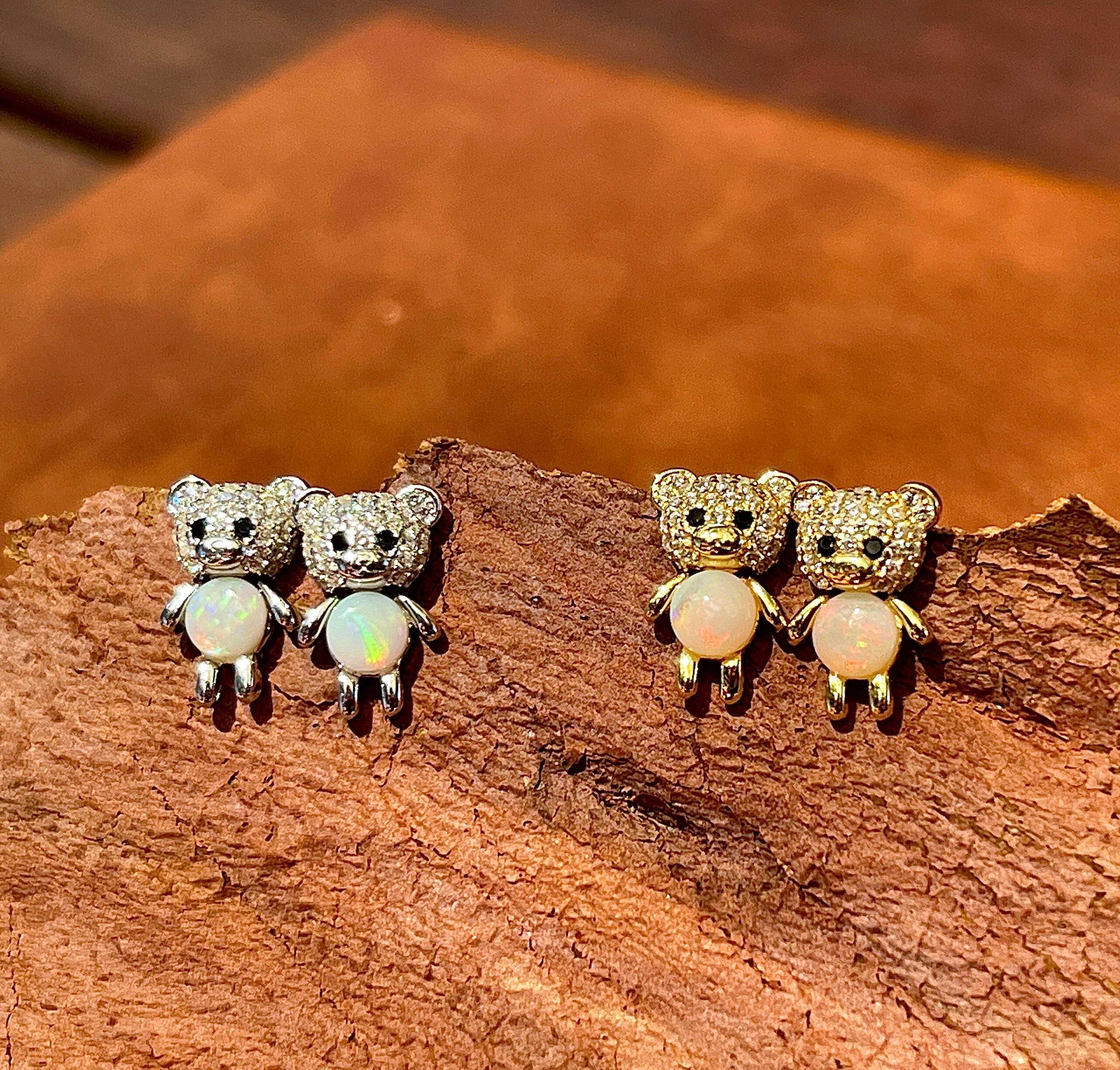 Solid Opal Bear earrings