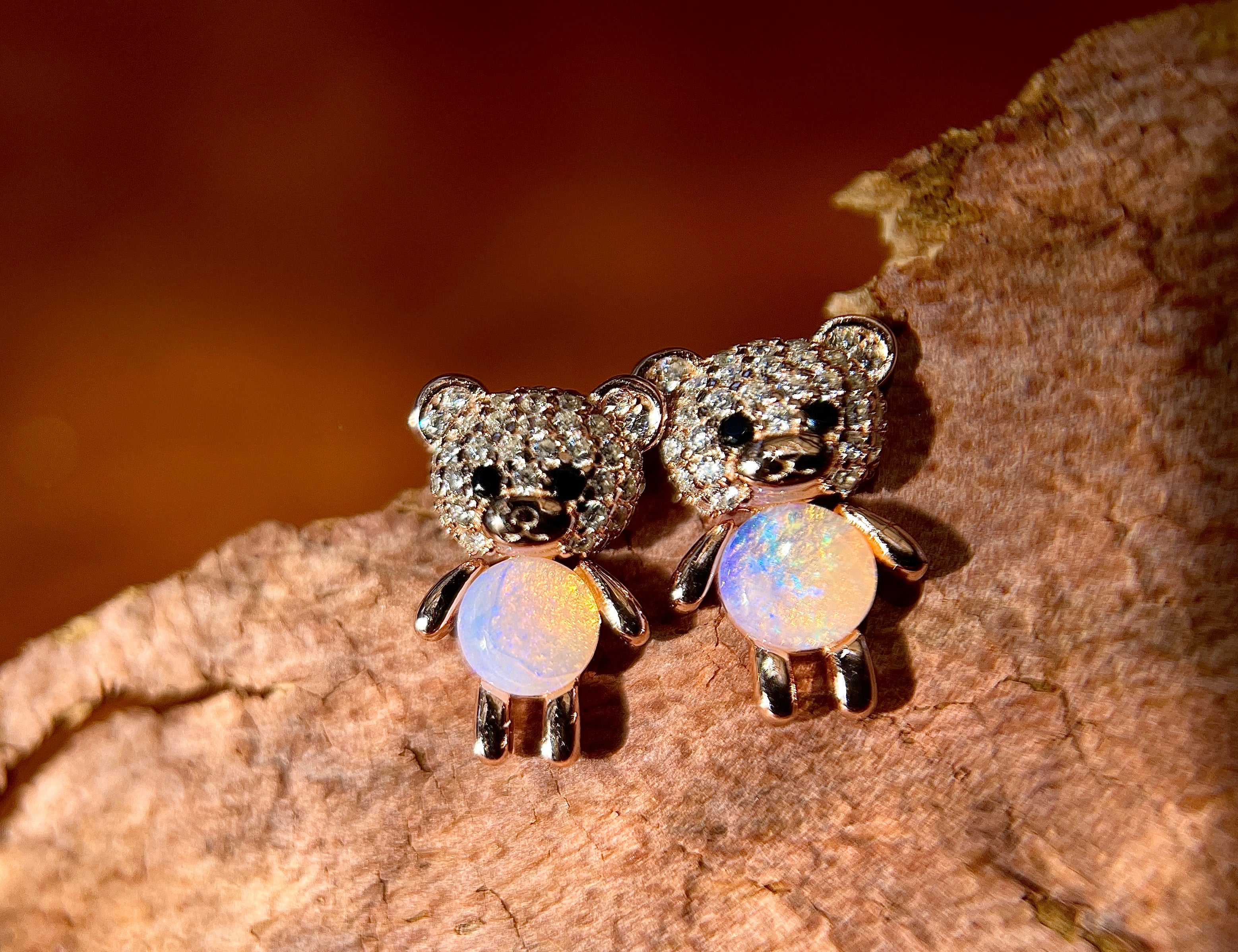 Solid Opal Bear earrings