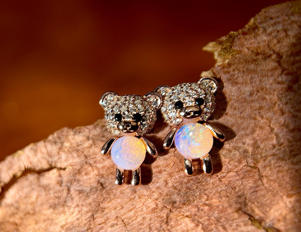 Solid Opal Bear earrings