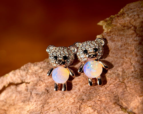 Solid Opal Bear earrings