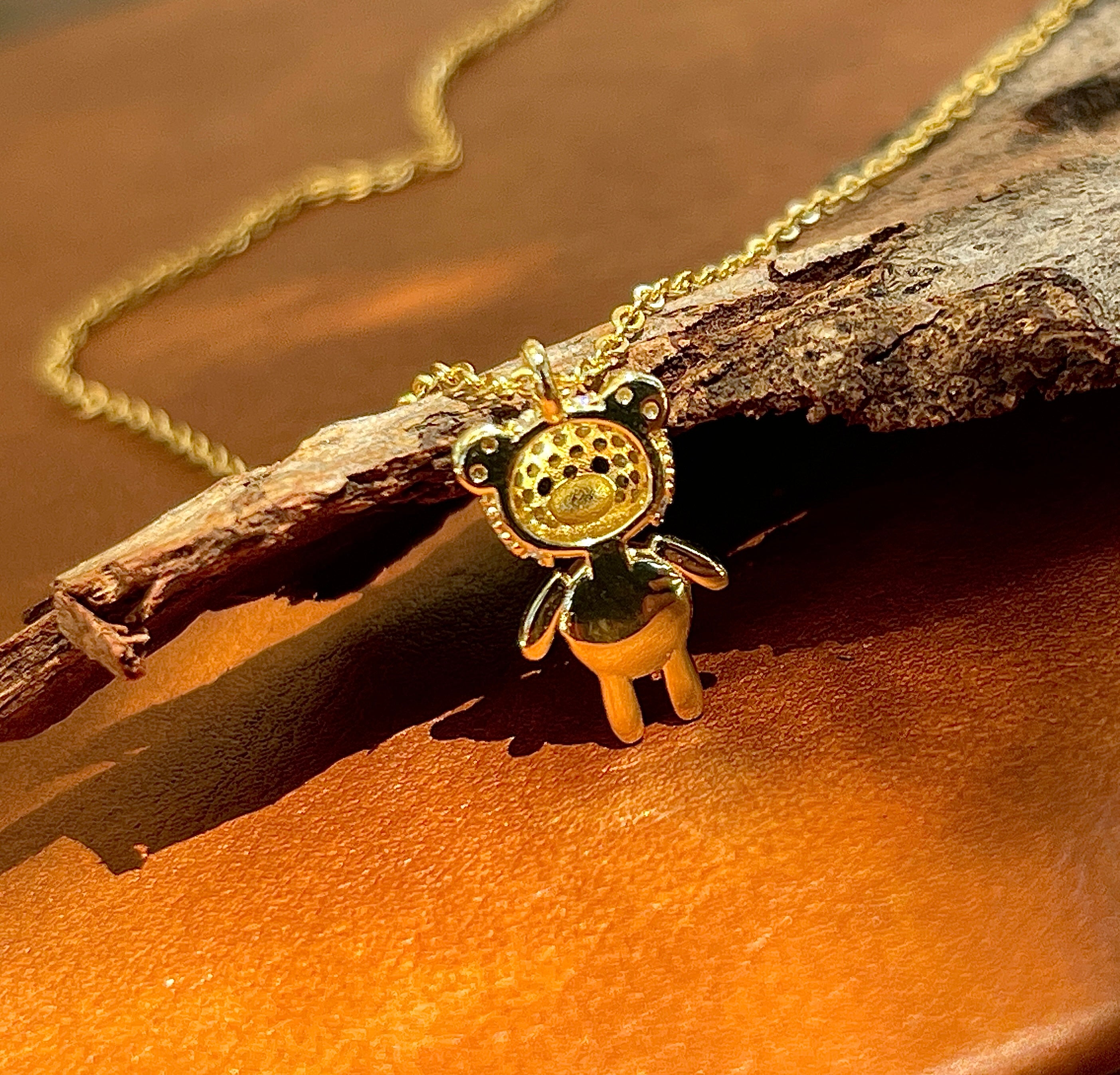 Solid Opal Bear Necklace