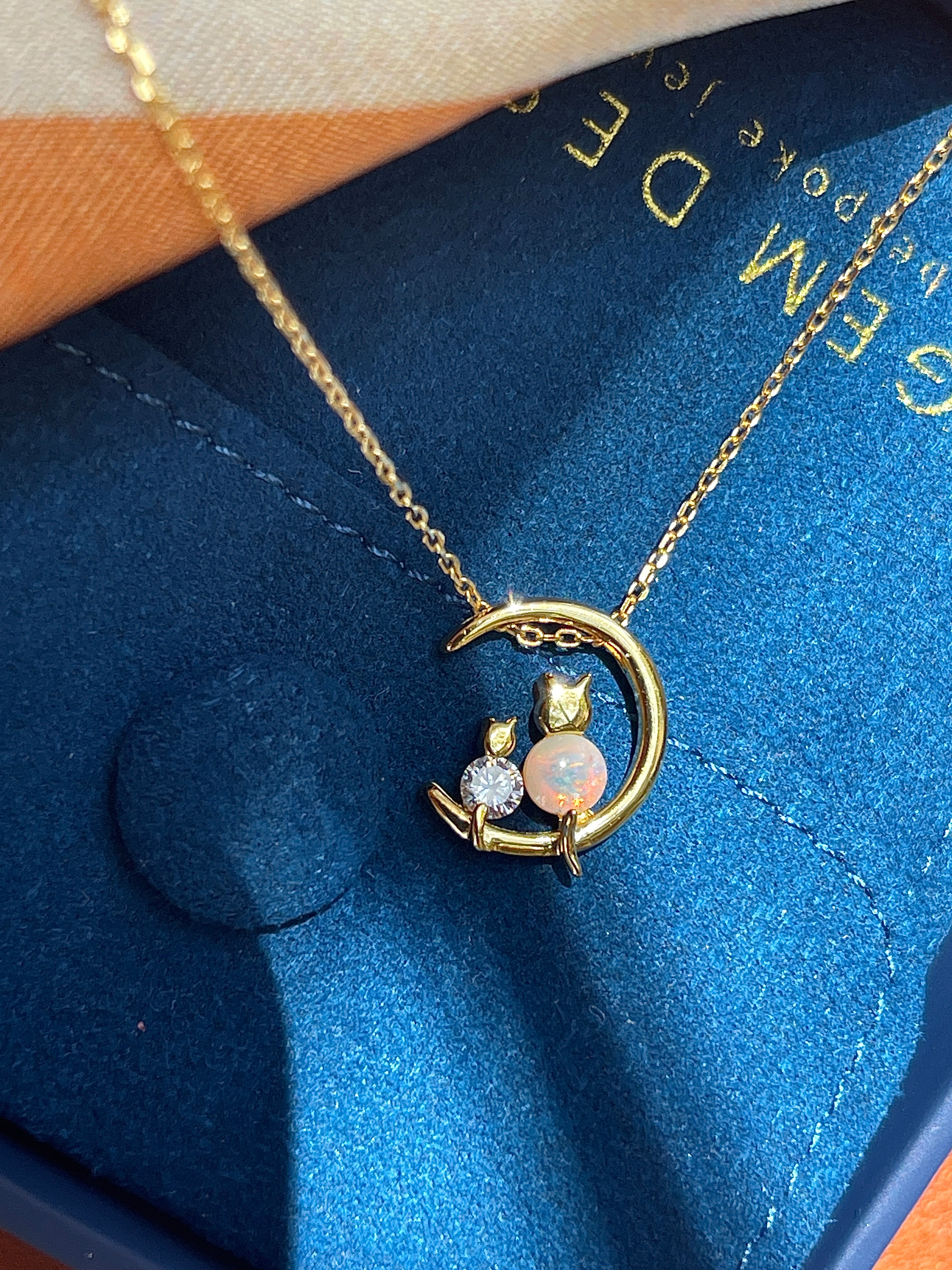 Solid Opal Cat Pendant