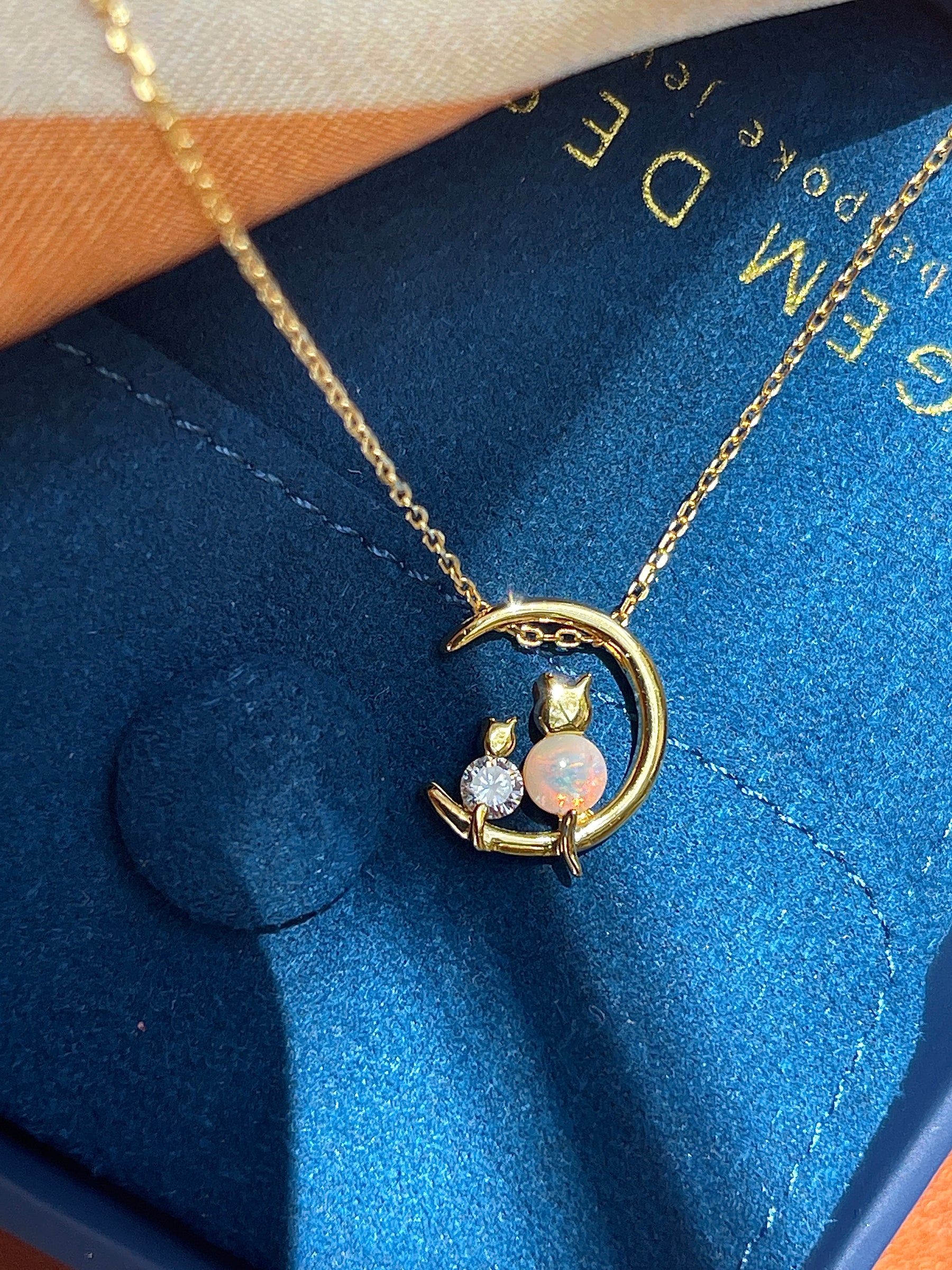 Solid Opal Cat Pendant