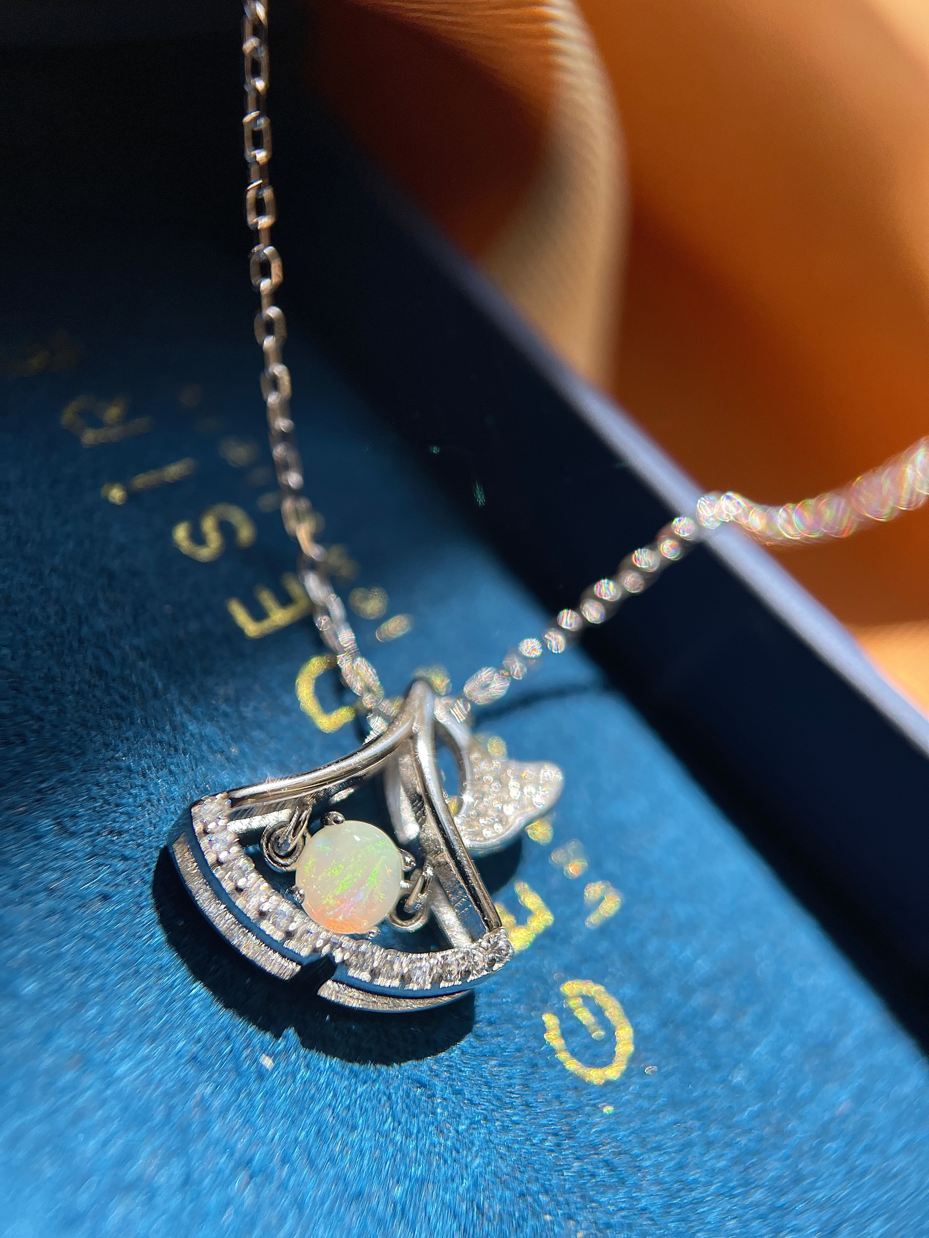 Solid Opal Fan shaped Pendant
