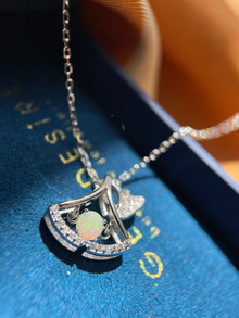 Solid Opal Fan shaped Pendant