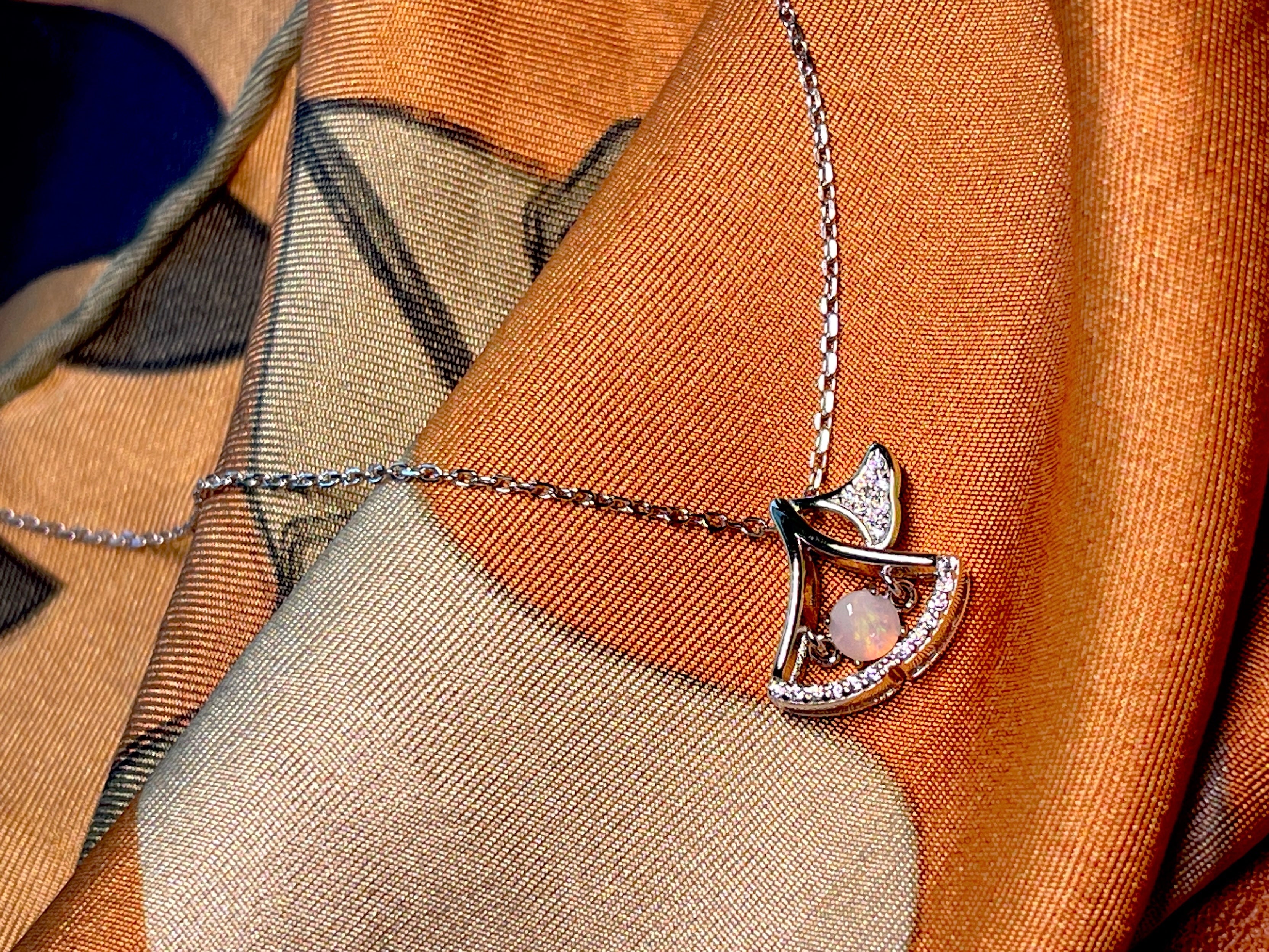 Solid Opal Fan shaped Pendant