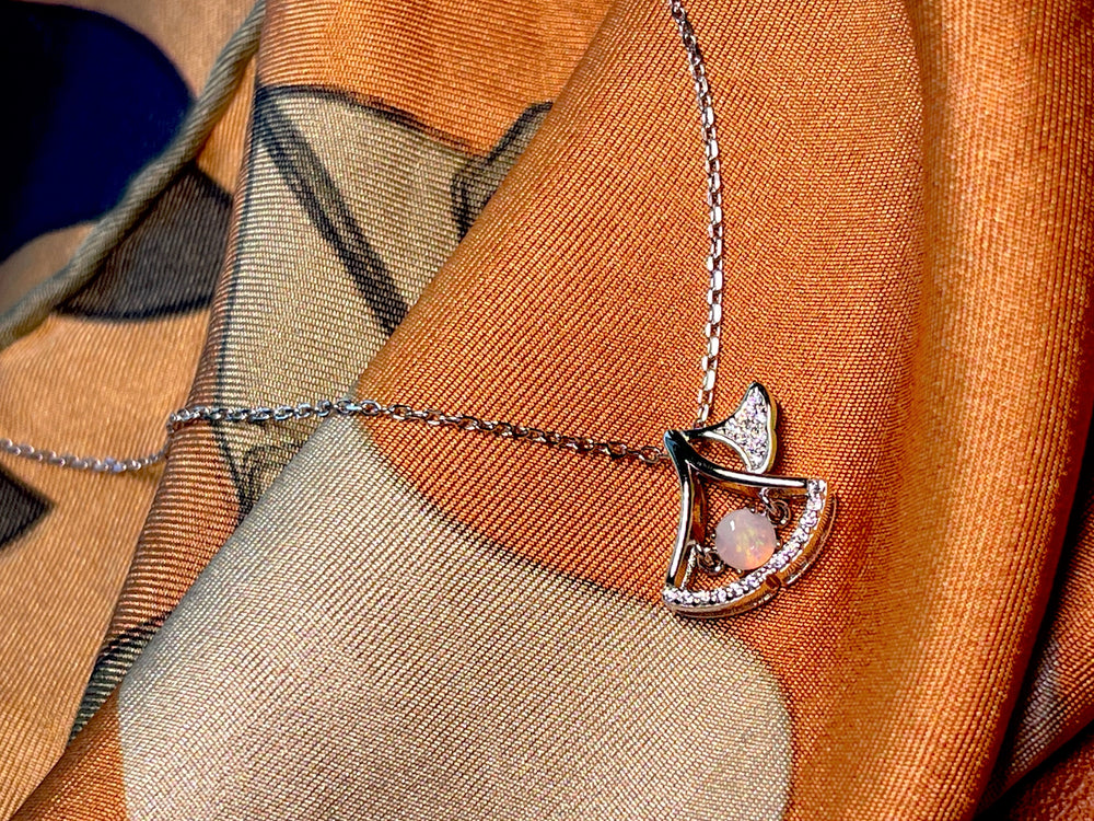 Solid Opal Fan shaped Pendant