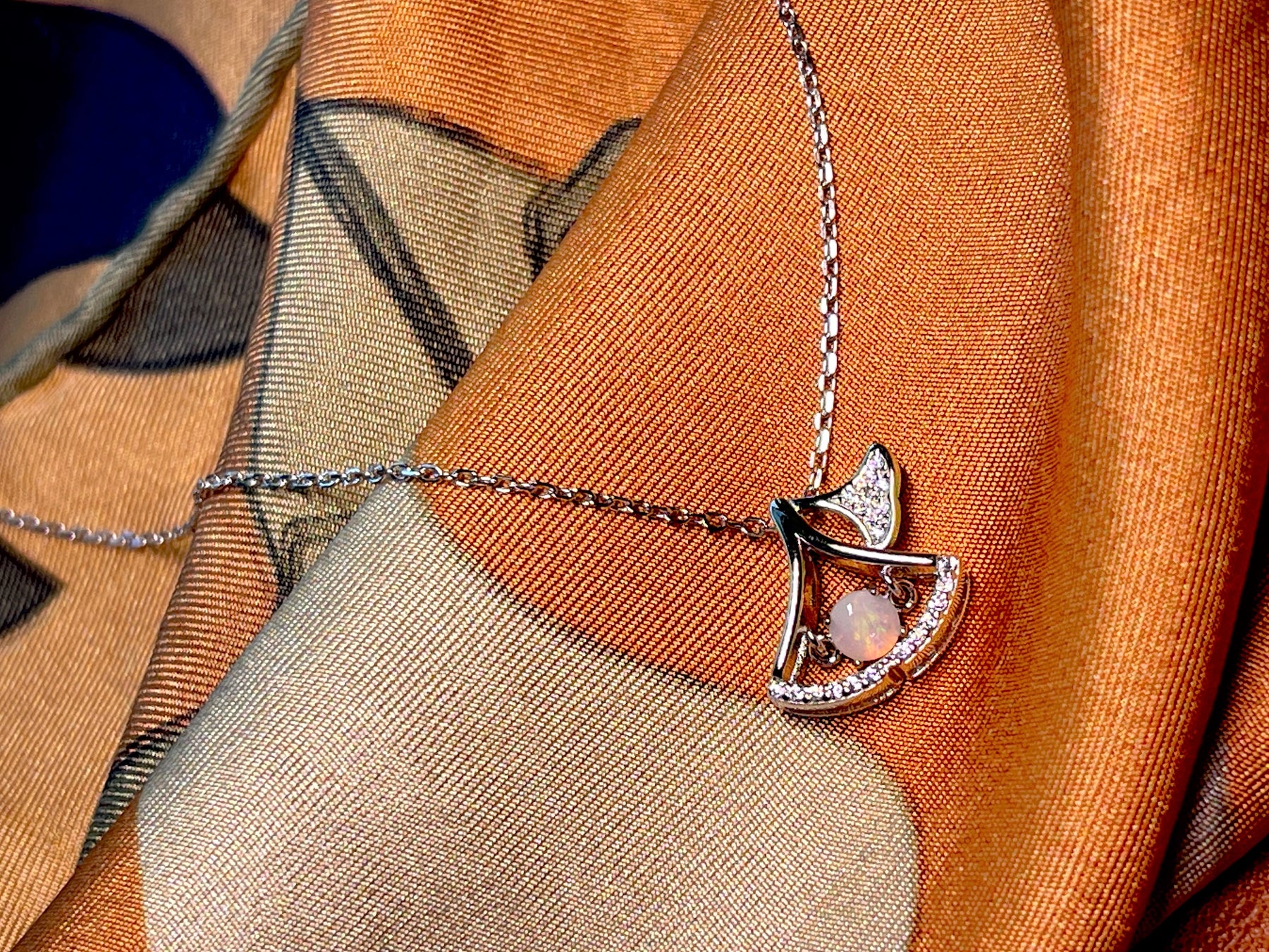 Solid Opal Fan shaped Pendant