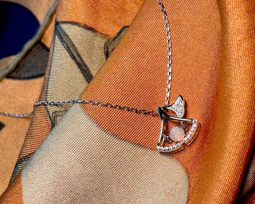 Solid Opal Fan shaped Pendant