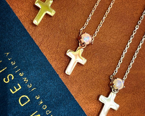 Solid Opal Cross Pendant
