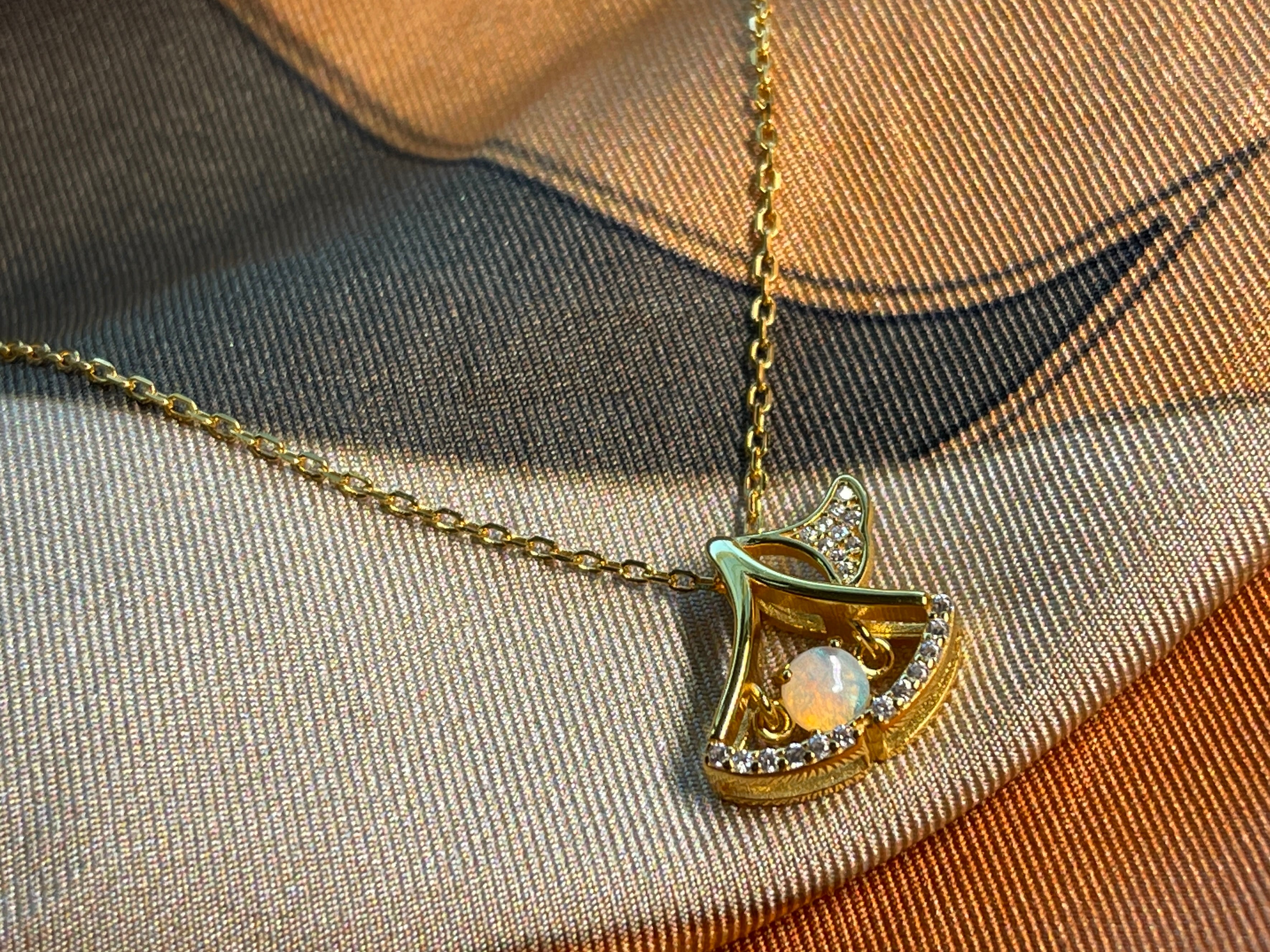 Solid Opal Fan shaped Pendant
