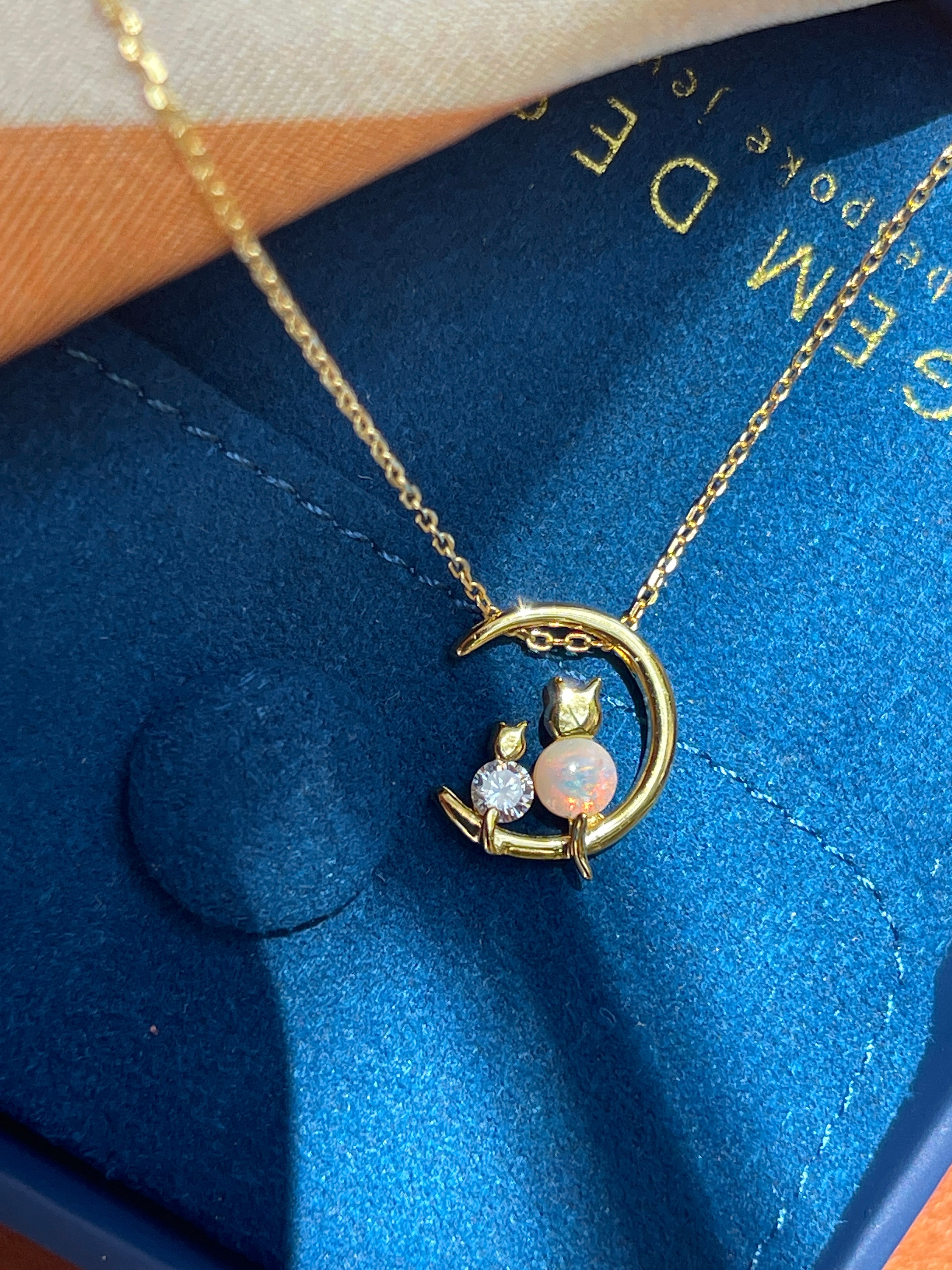 Solid Opal Cat Pendant