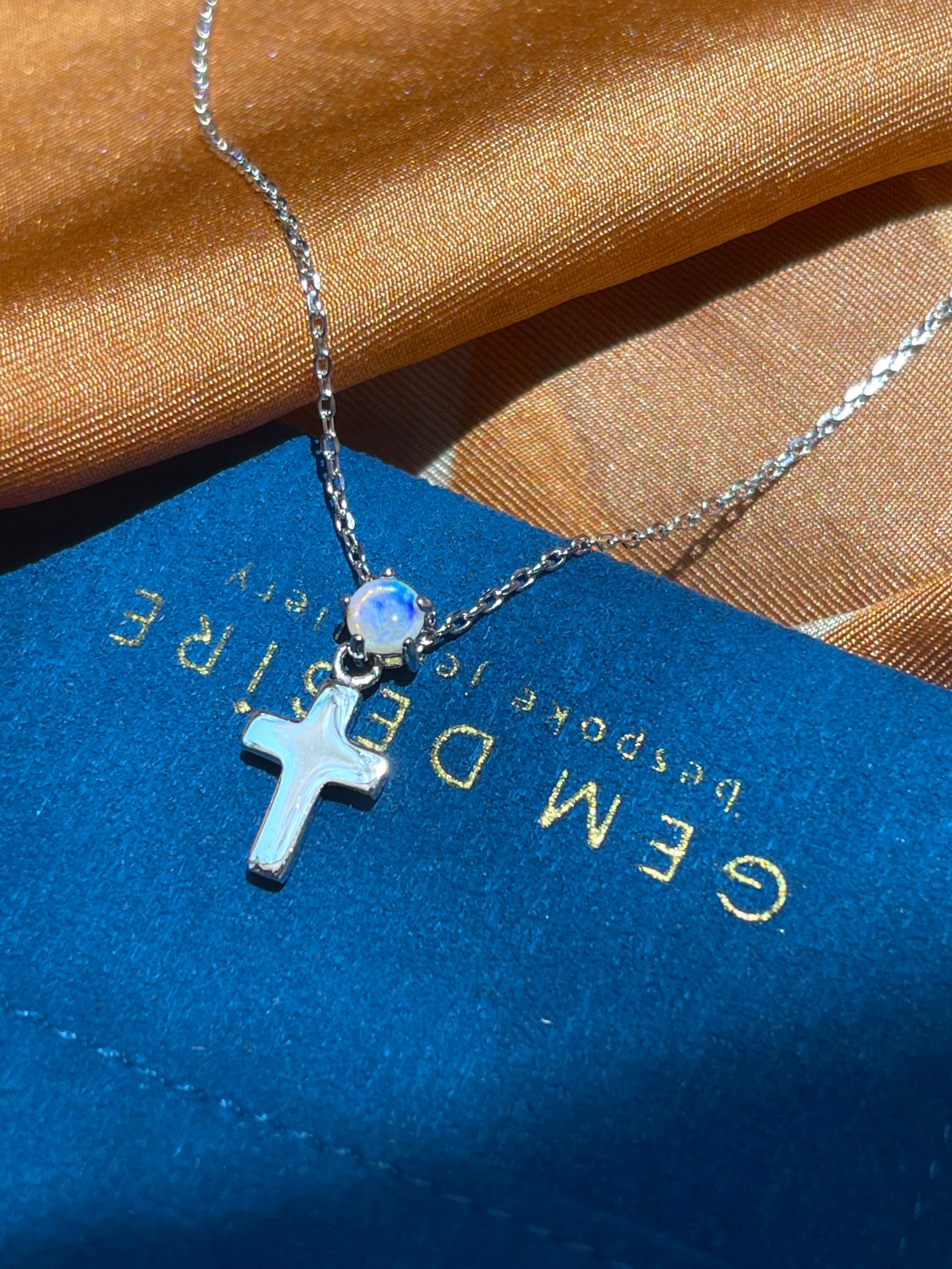 Solid Opal Cross Pendant