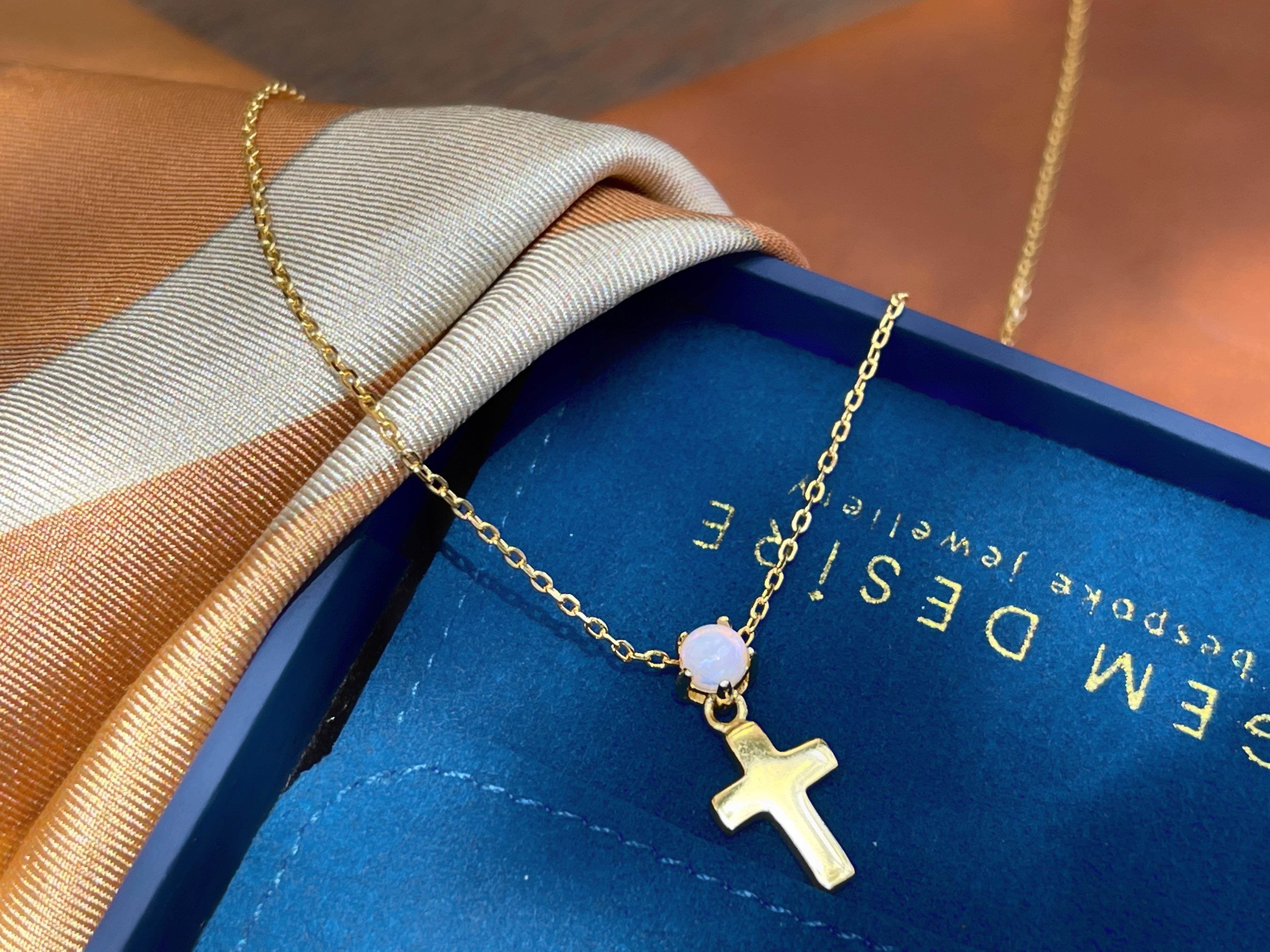Solid Opal Cross Pendant