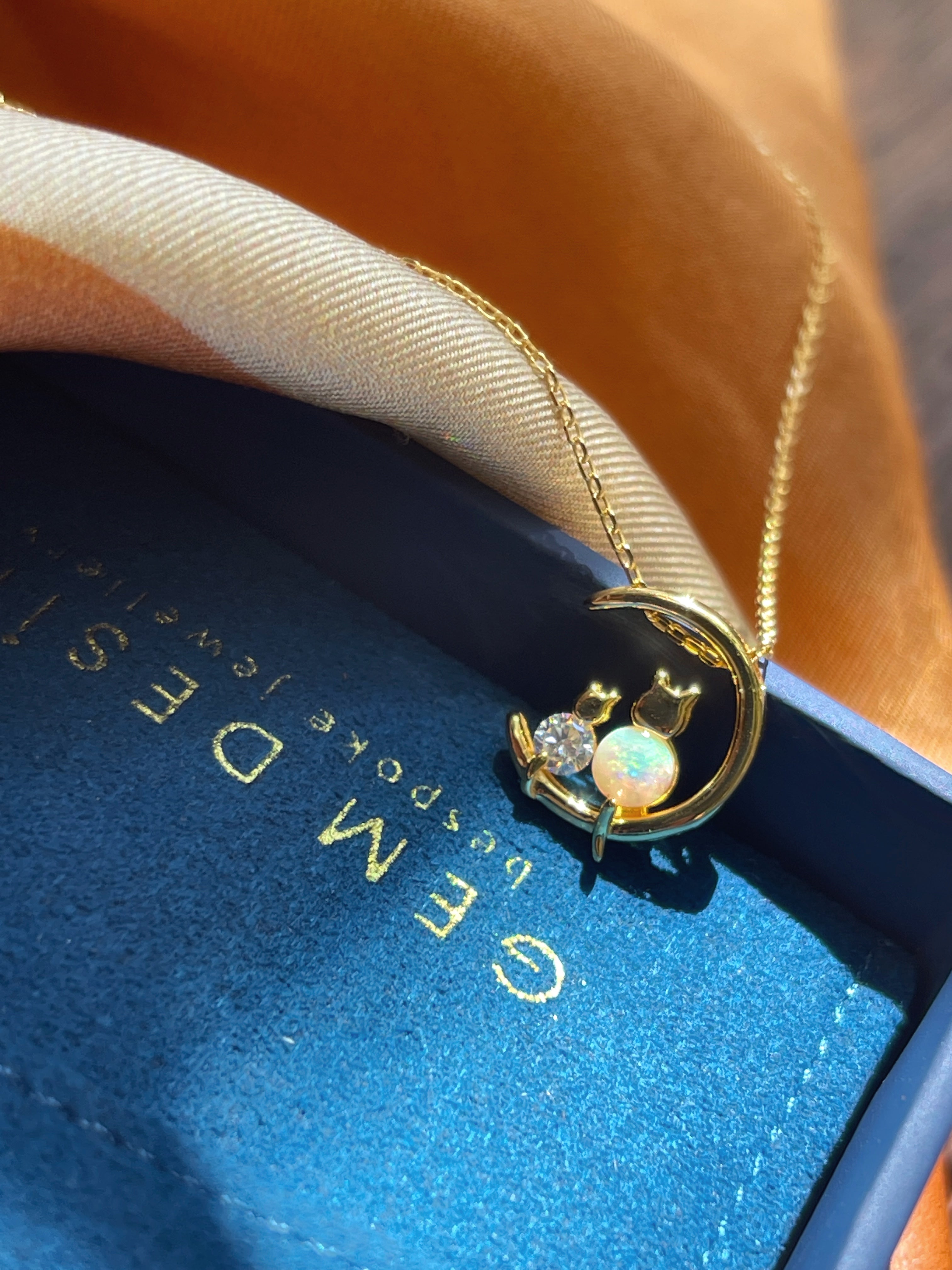 Solid Opal Cat Pendant