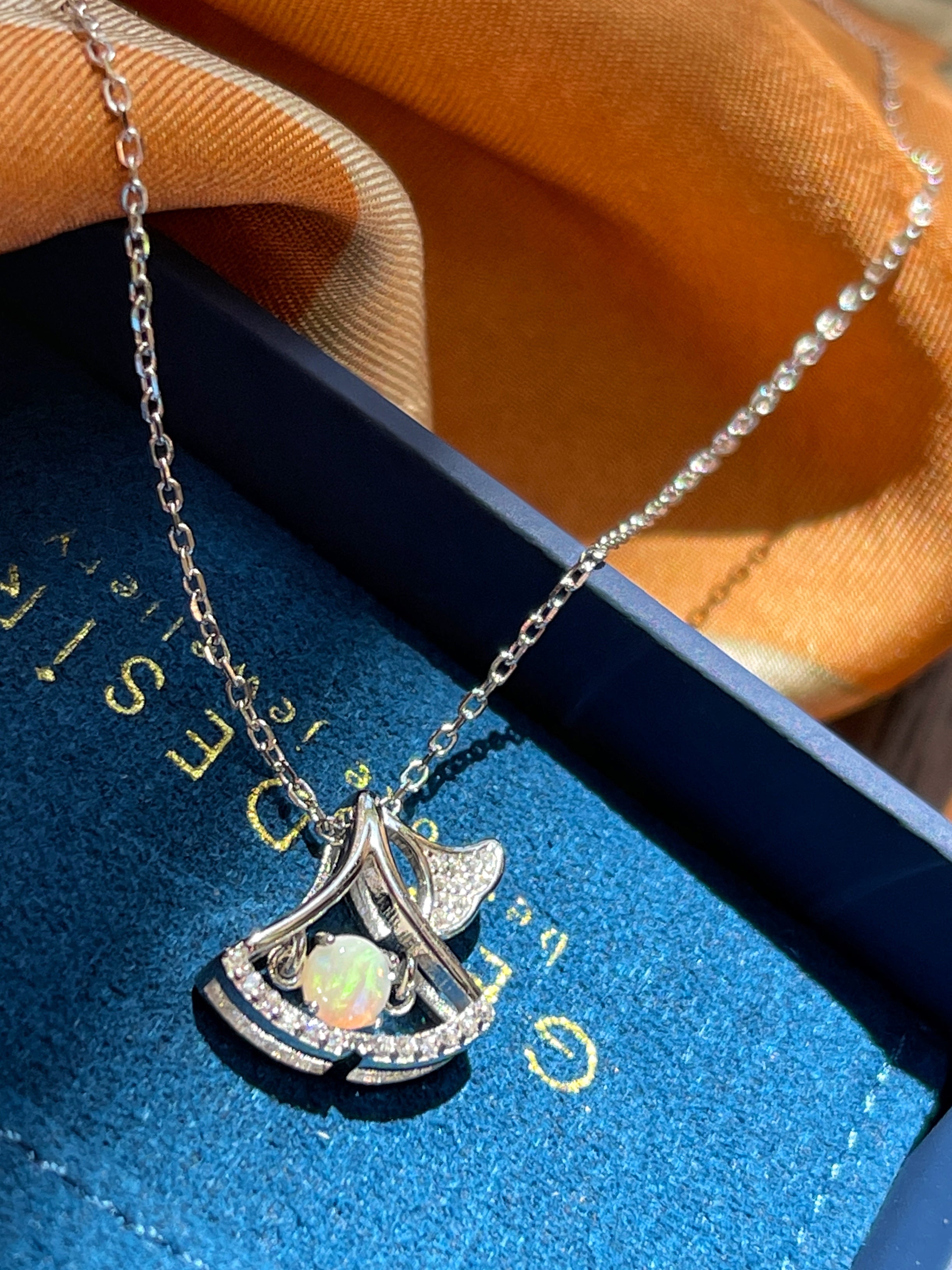 Solid Opal Fan shaped Pendant