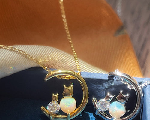 Solid Opal Cat Pendant
