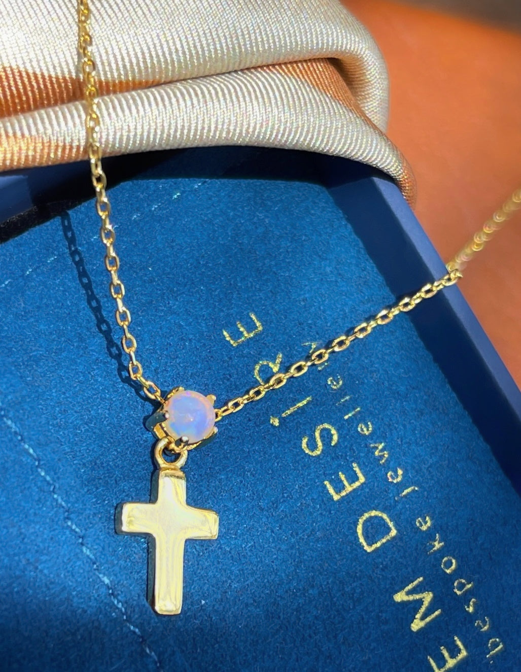 Solid Opal Cross Pendant