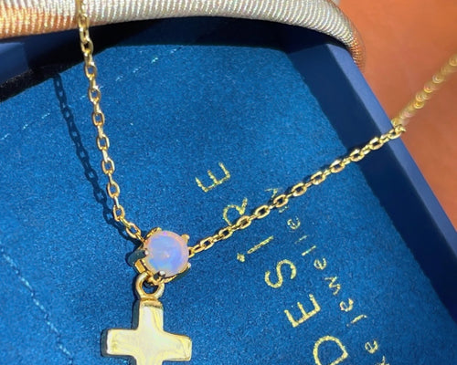 Solid Opal Cross Pendant